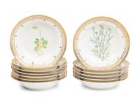 A Group of Thirteen Royal Copenhagen Porcelain Soup Plates