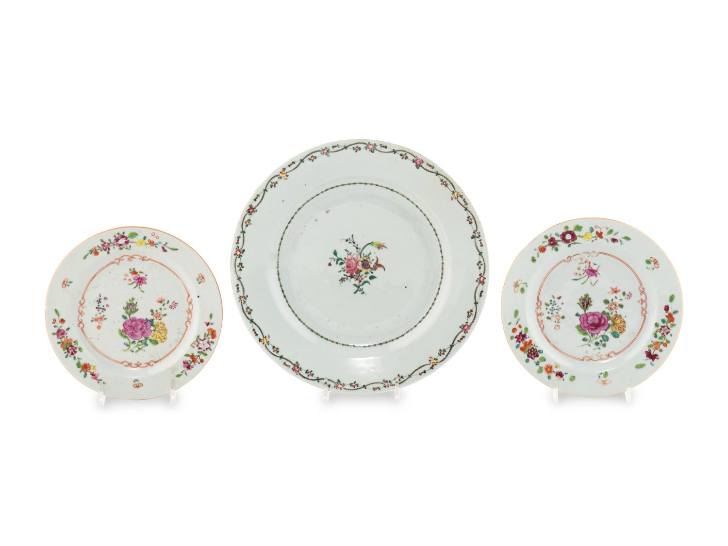 Three Chinese Export Porcelain Plates