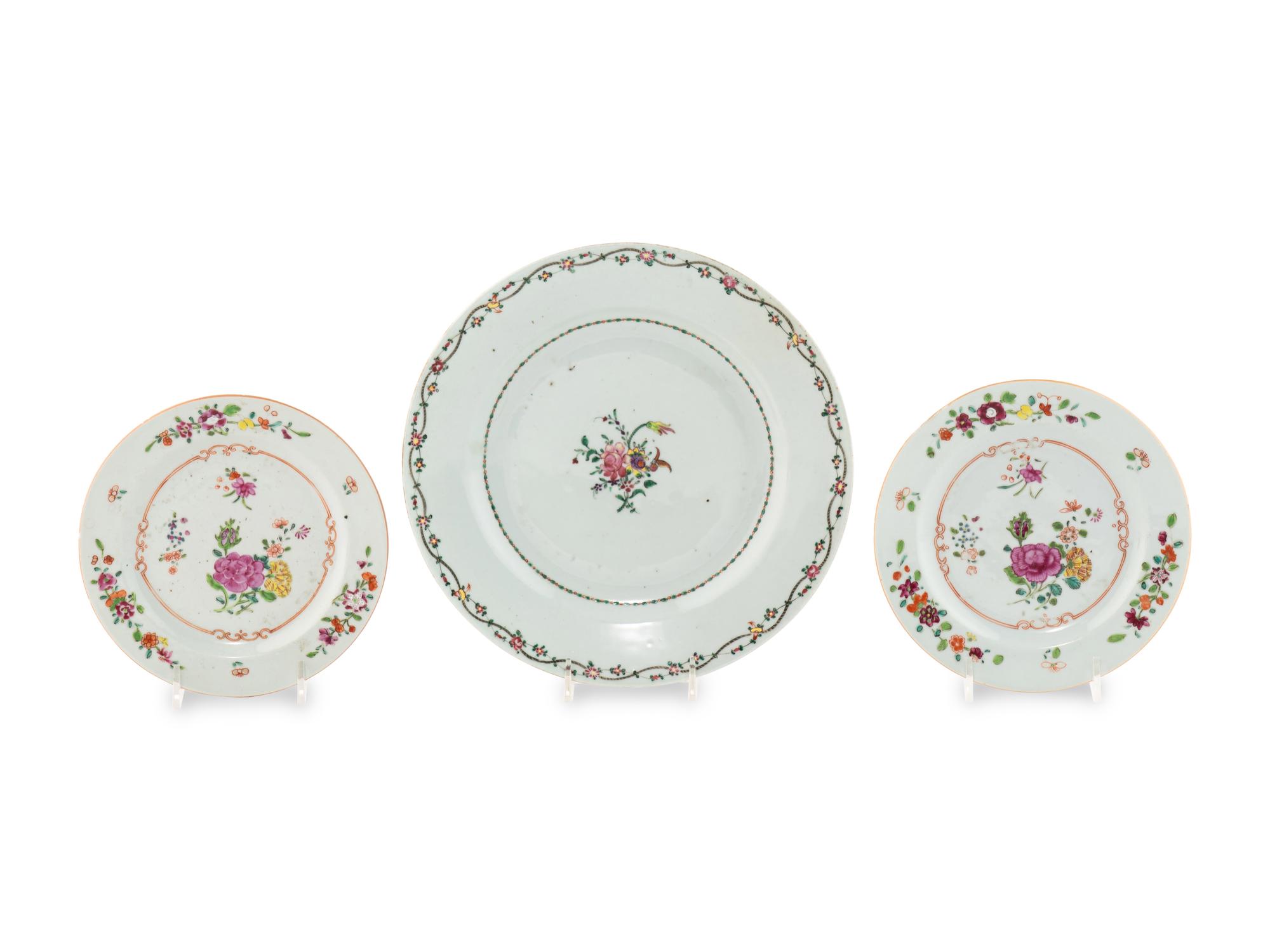 Three Chinese Export Porcelain Plates