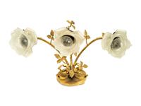 A French Gilt Tôle Three-Light Fixture