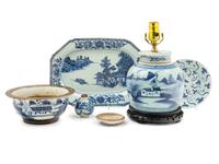Six Chinese Blue and White Porcelain Articles