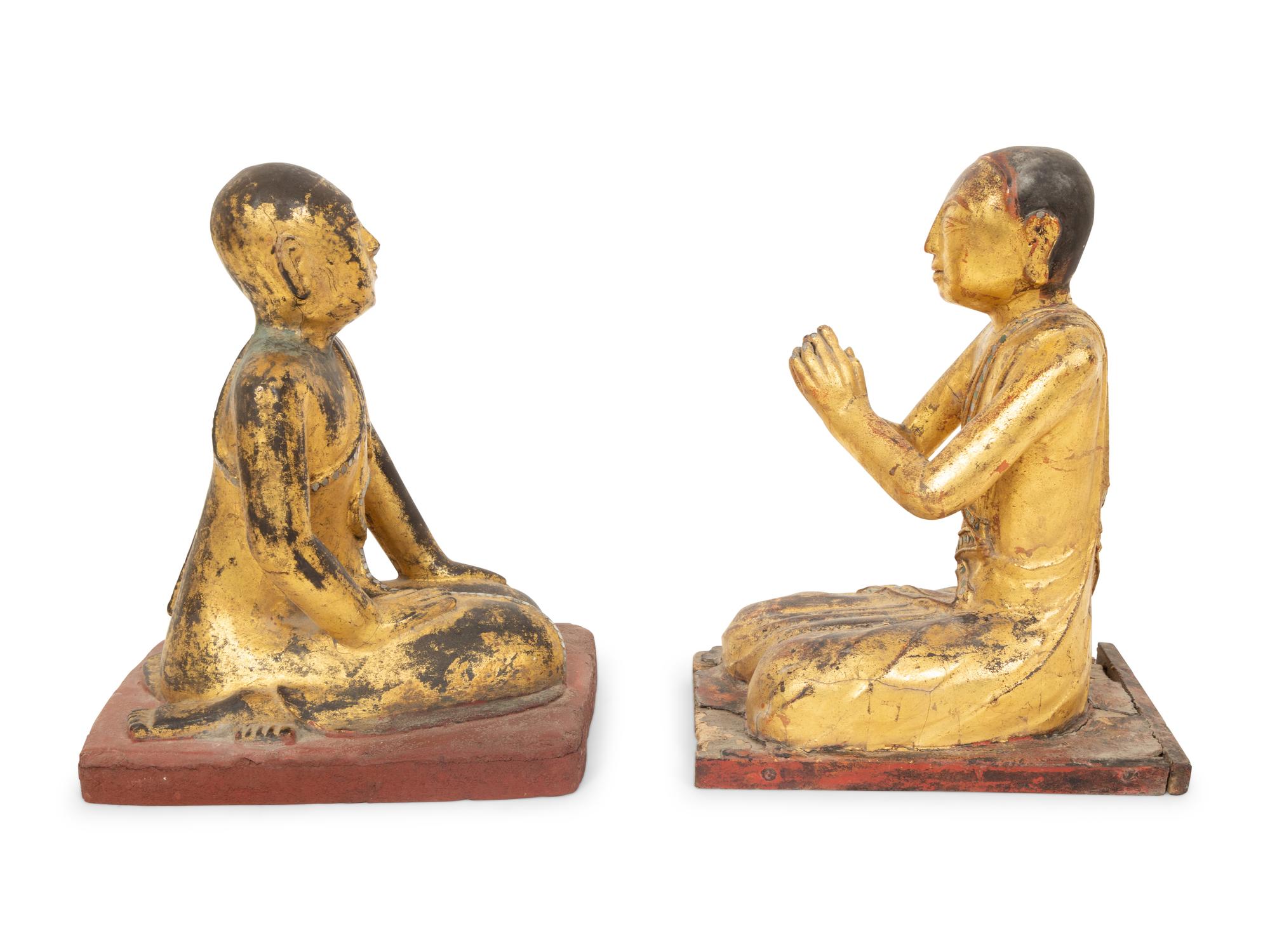 Two Cambodian Giltwood Buddha Figures