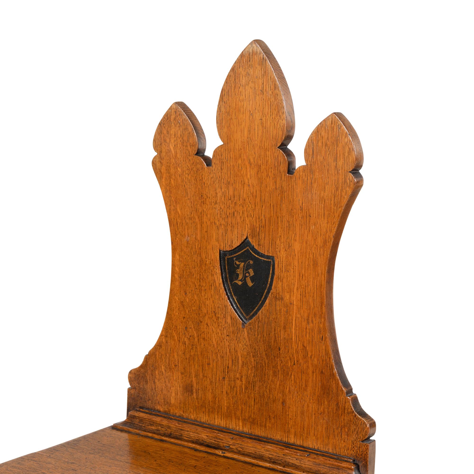 A Pair of English Oak Hall Chairs