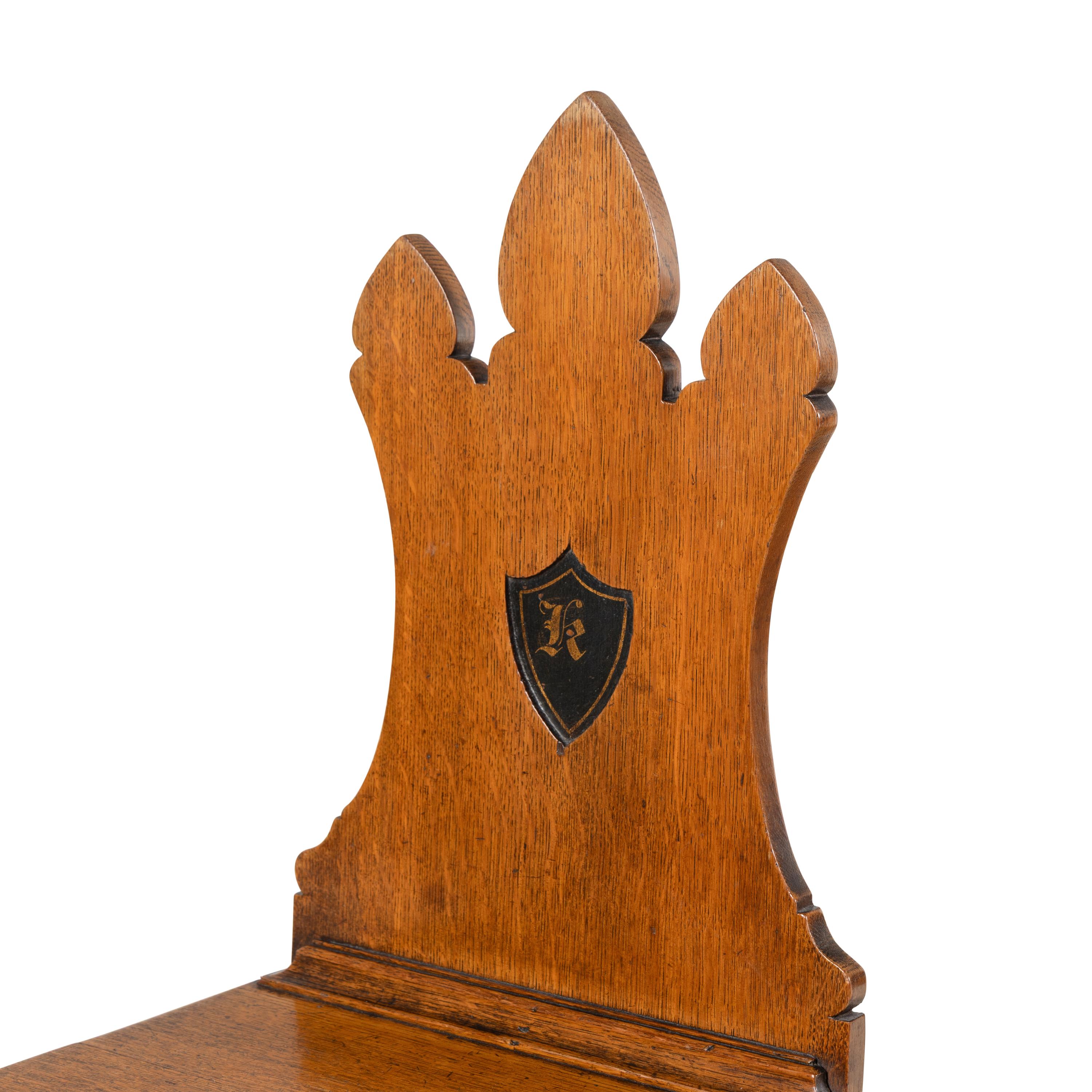 A Pair of English Oak Hall Chairs
