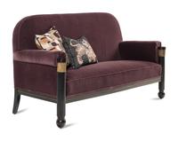 A Hungarian Art Deco Style Ebonized and Parcel-Gilt Settee