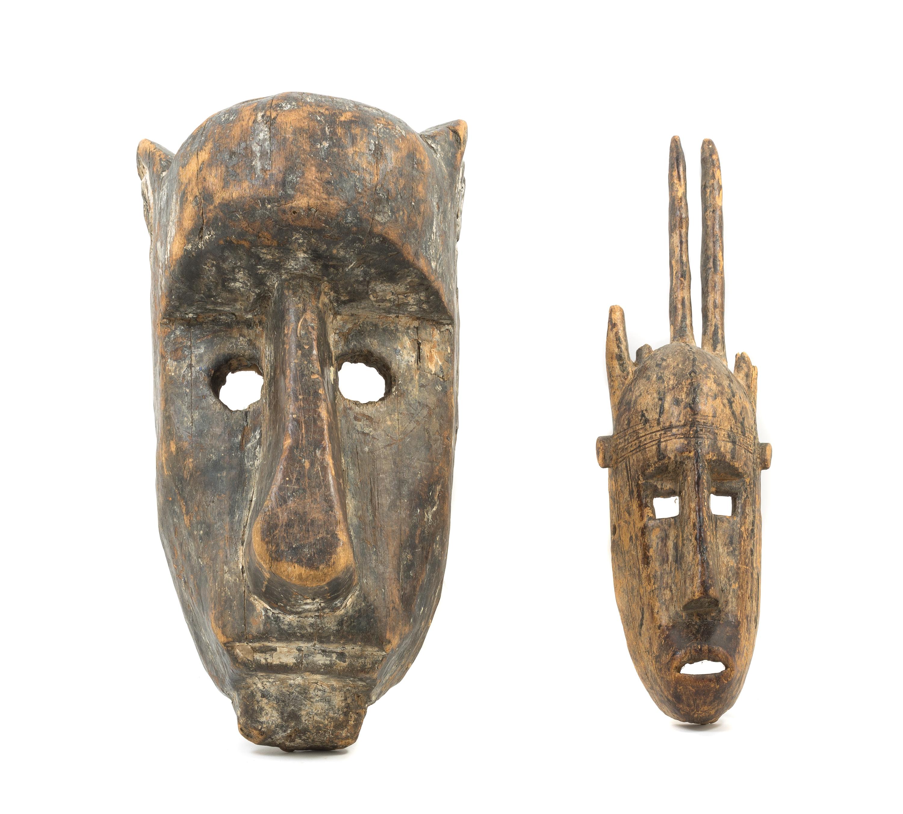 Two Bamana Wood Masks Height of tallest 15 1/2 inches. — WEST AFRICA, 19TH/20TH CENTURY