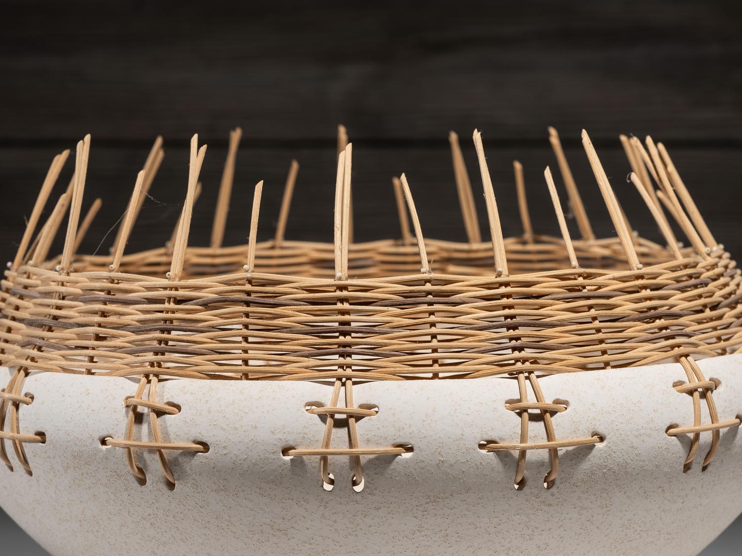 Pottery Bowl with Basketry Rim