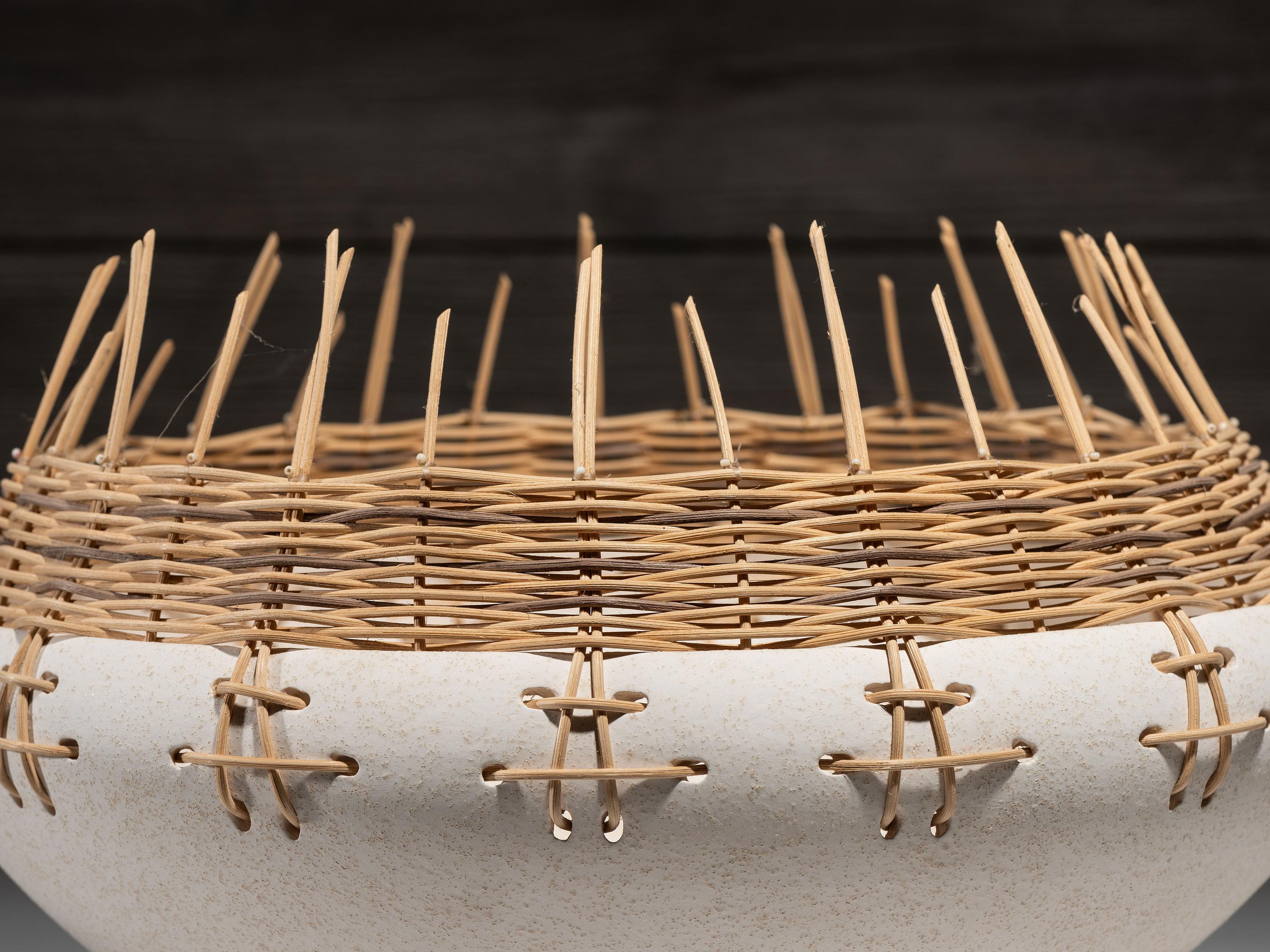 Pottery Bowl with Basketry Rim