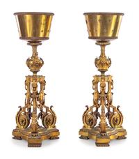 A Pair of Neoclassical Gilt Bronze Pedestals