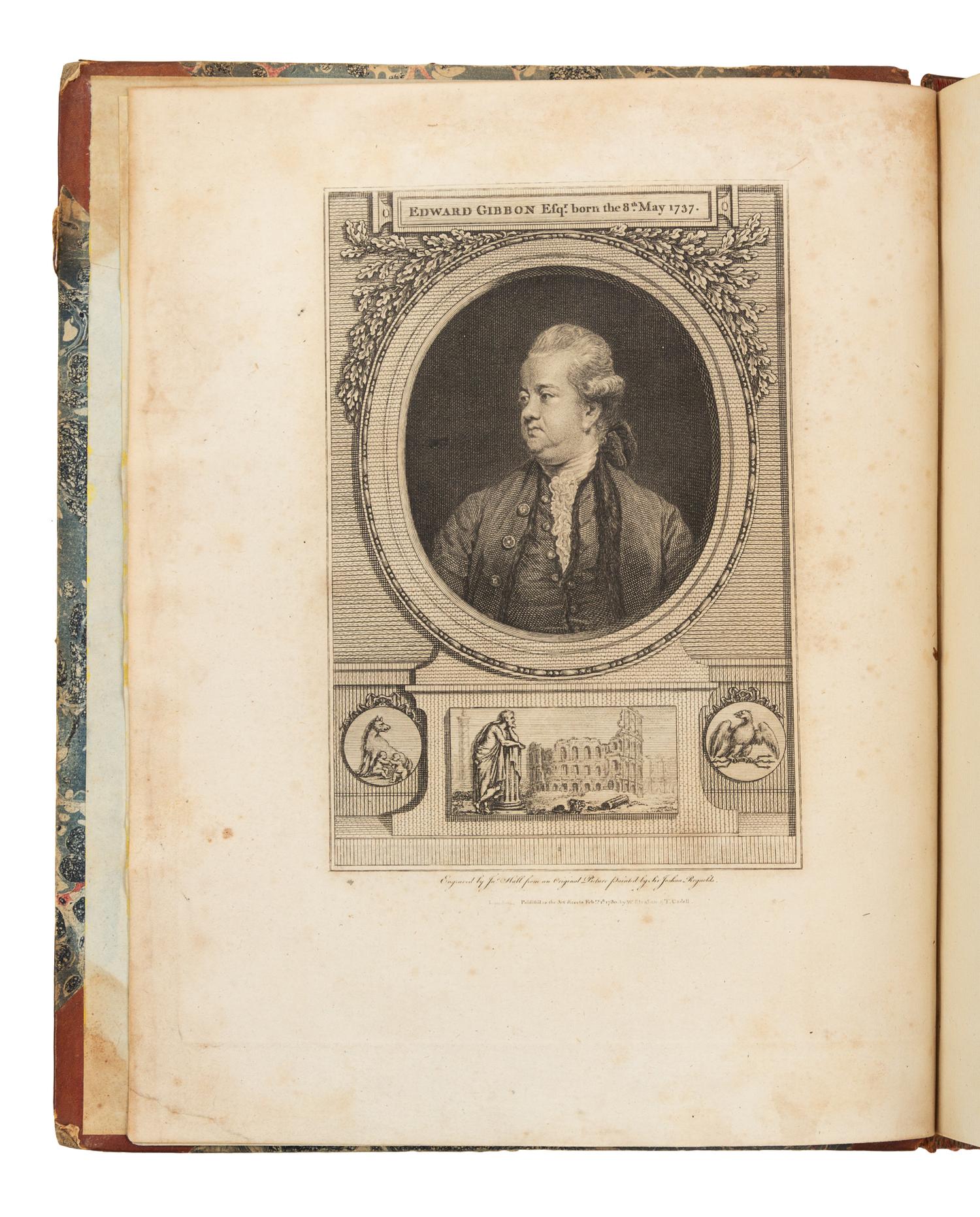 GIBBON, Edward (1737-1794). History of the Decline and Fall of the Roman Empire, Volume the First [-Sixth]. London, 1776-1778.