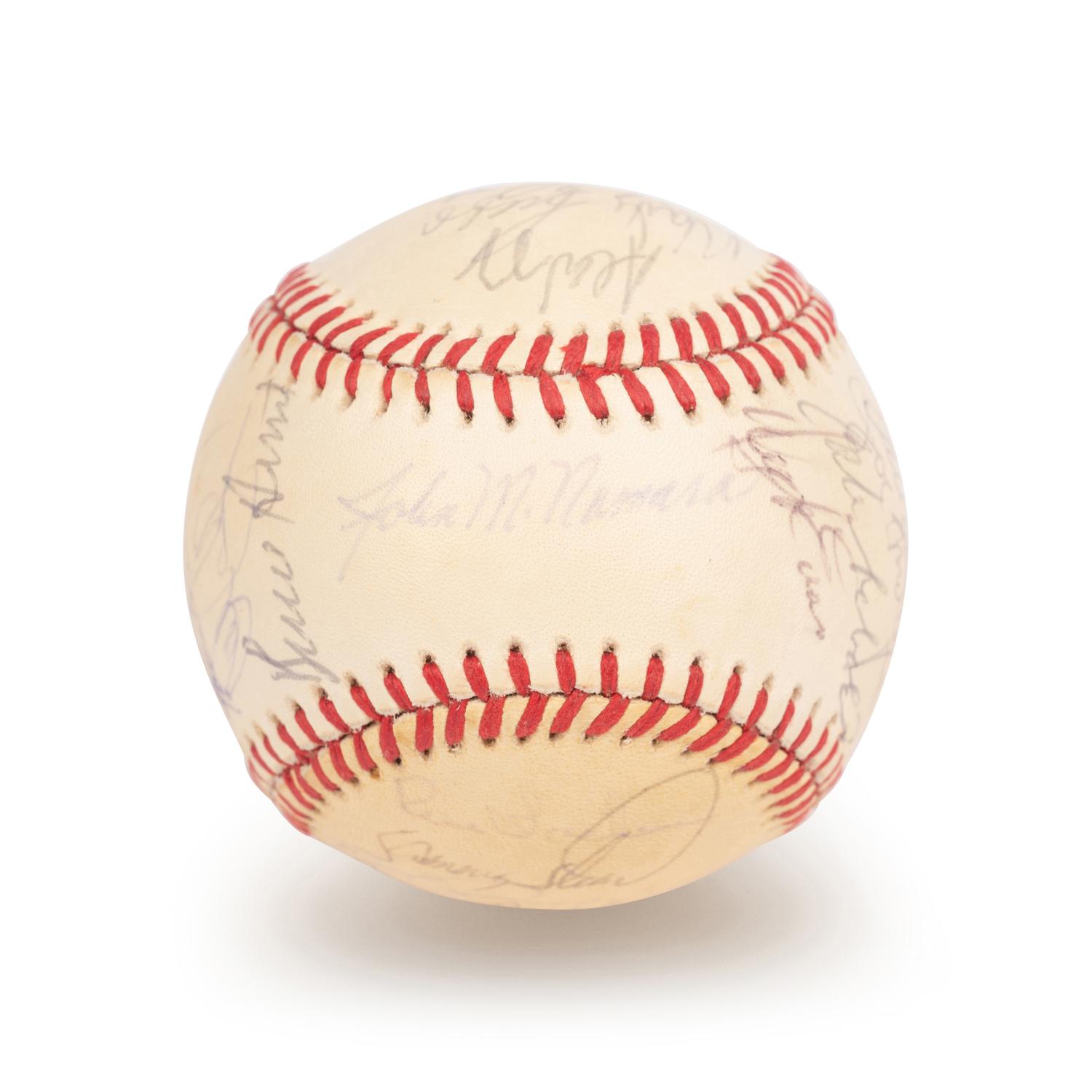 A 1986 Boston Red Sox American League Champions Team Signed Autograph Baseball with 32 Signatures (Beckett Authentication Services Letter BAS Certified),