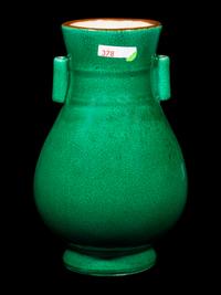 A Chinese Crackled Green Glazed Porcelain Hu Vase