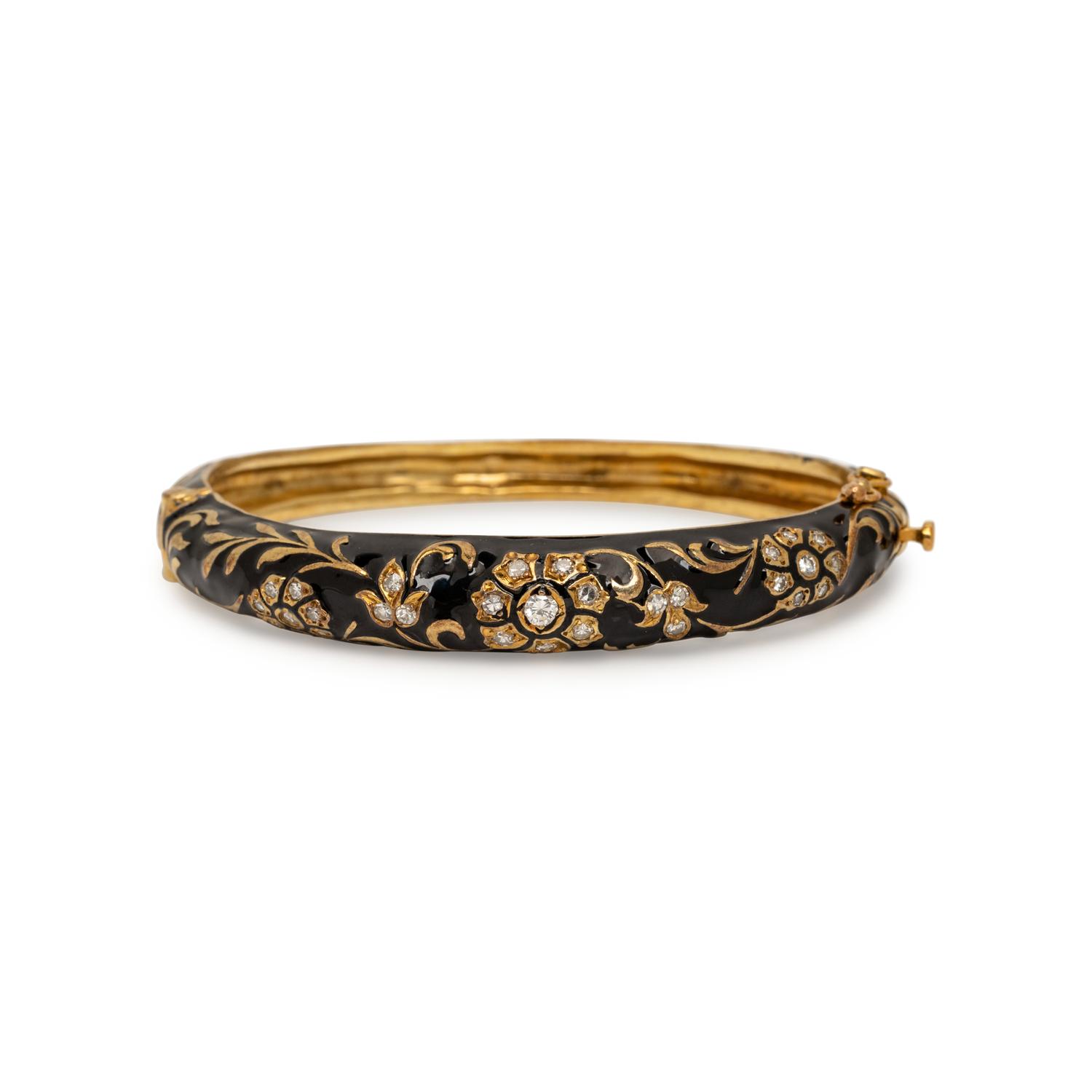 JACK GUTSCHNEIDER, ENAMEL AND DIAMOND BANGLE BRACELET
