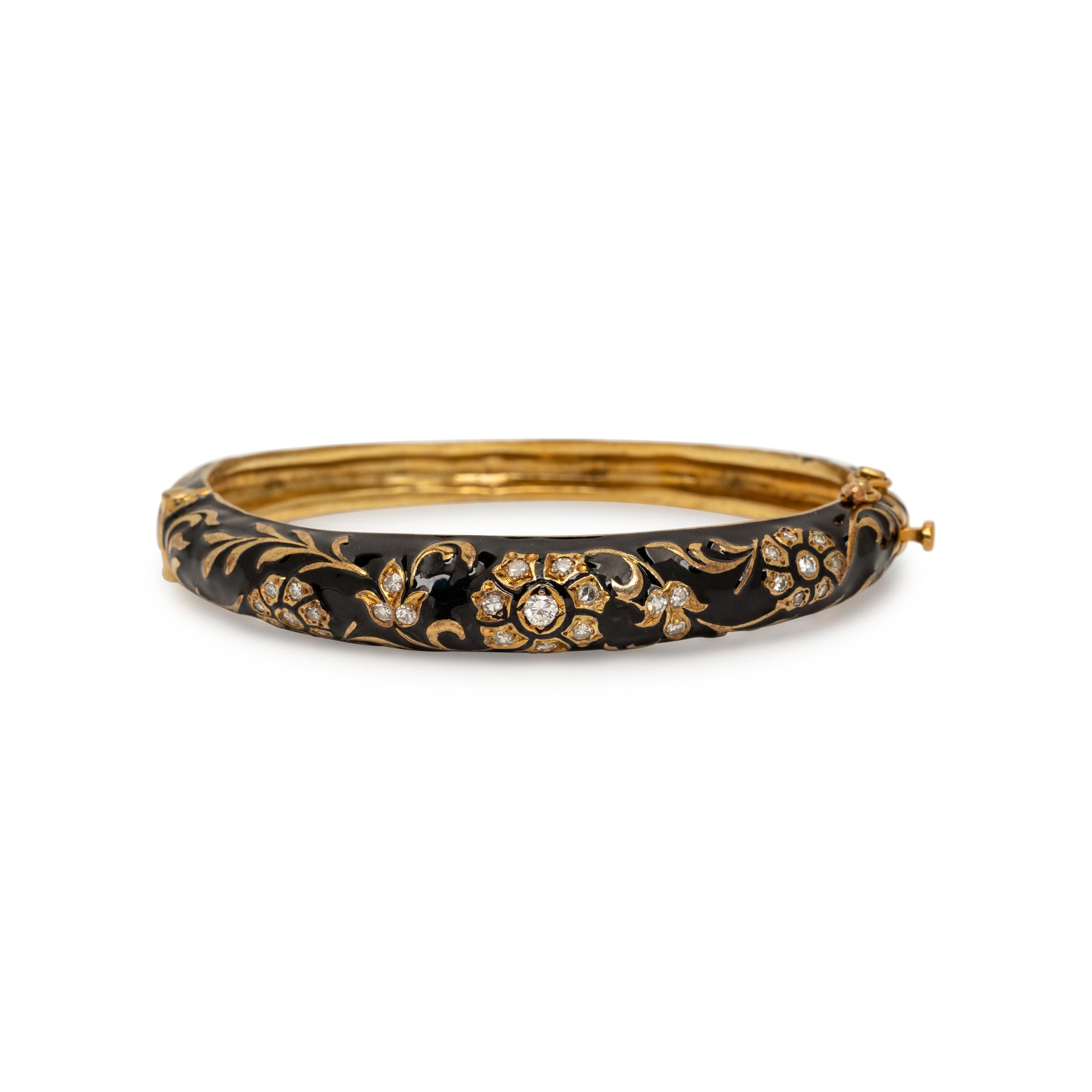JACK GUTSCHNEIDER, ENAMEL AND DIAMOND BANGLE BRACELET