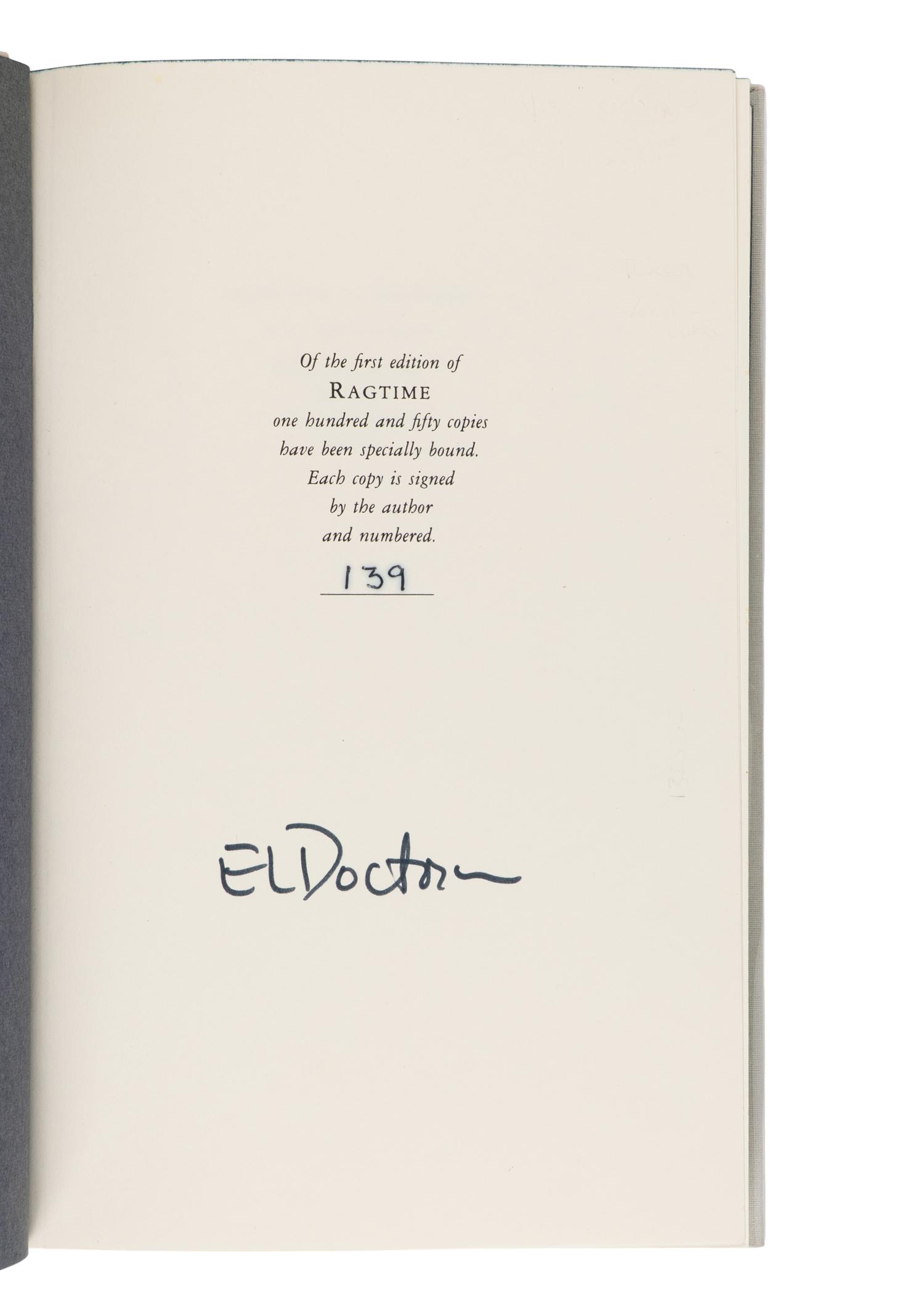 DOCTOROW, Edgar Lawrence (1931-2015). A pair of FIRST EDITIONS, BOTH SIGNED, comprising: