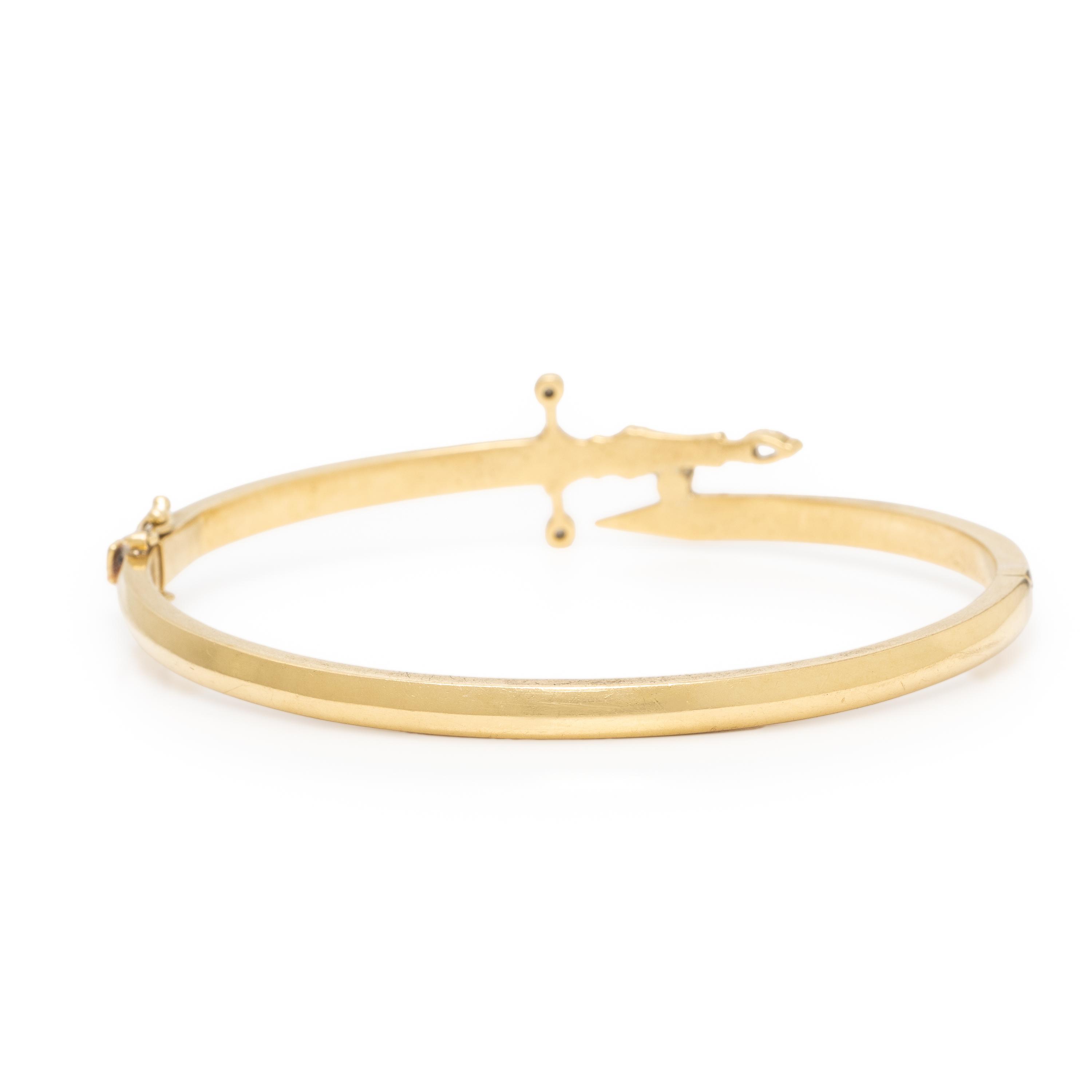 Roseark, Diamond, Ruby, and Yellow Gold Sword Bangle Bracelet