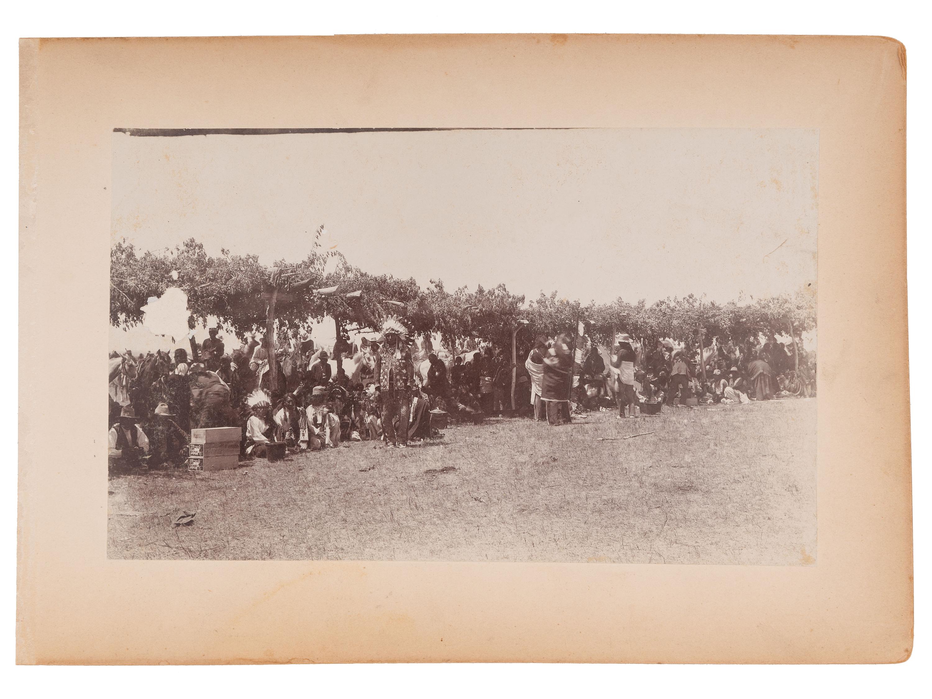 [NATIVE AMERICANS]. [ANDERSON, John A., photographer (1869-1948)]. Two photographs taken at the Rosebud Indian Agency, South Dakota, incl. "Scalp Dance."