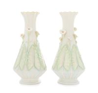A Pair of Belleek Calla Lillies Vases Height 12 3/4 inches. — THIRD BLACK MARK (1926-1946)