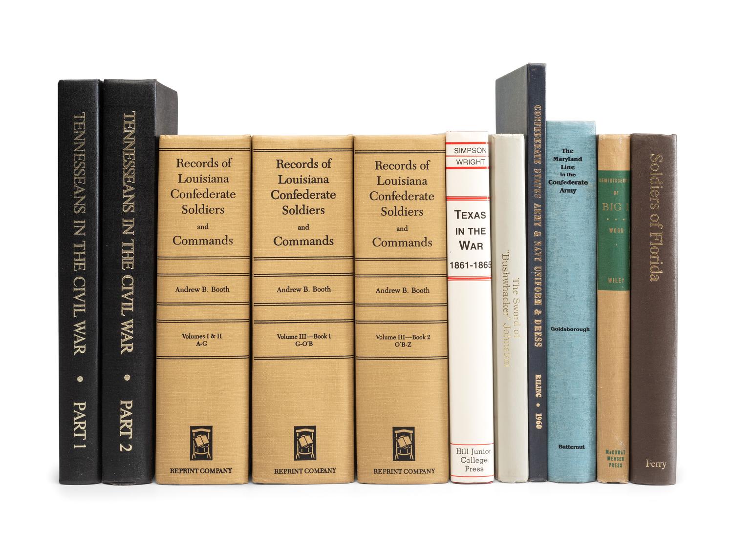[CIVIL WAR - CONFEDERACY]. A group of reference books, including reprints of regimental rosters, comprising: