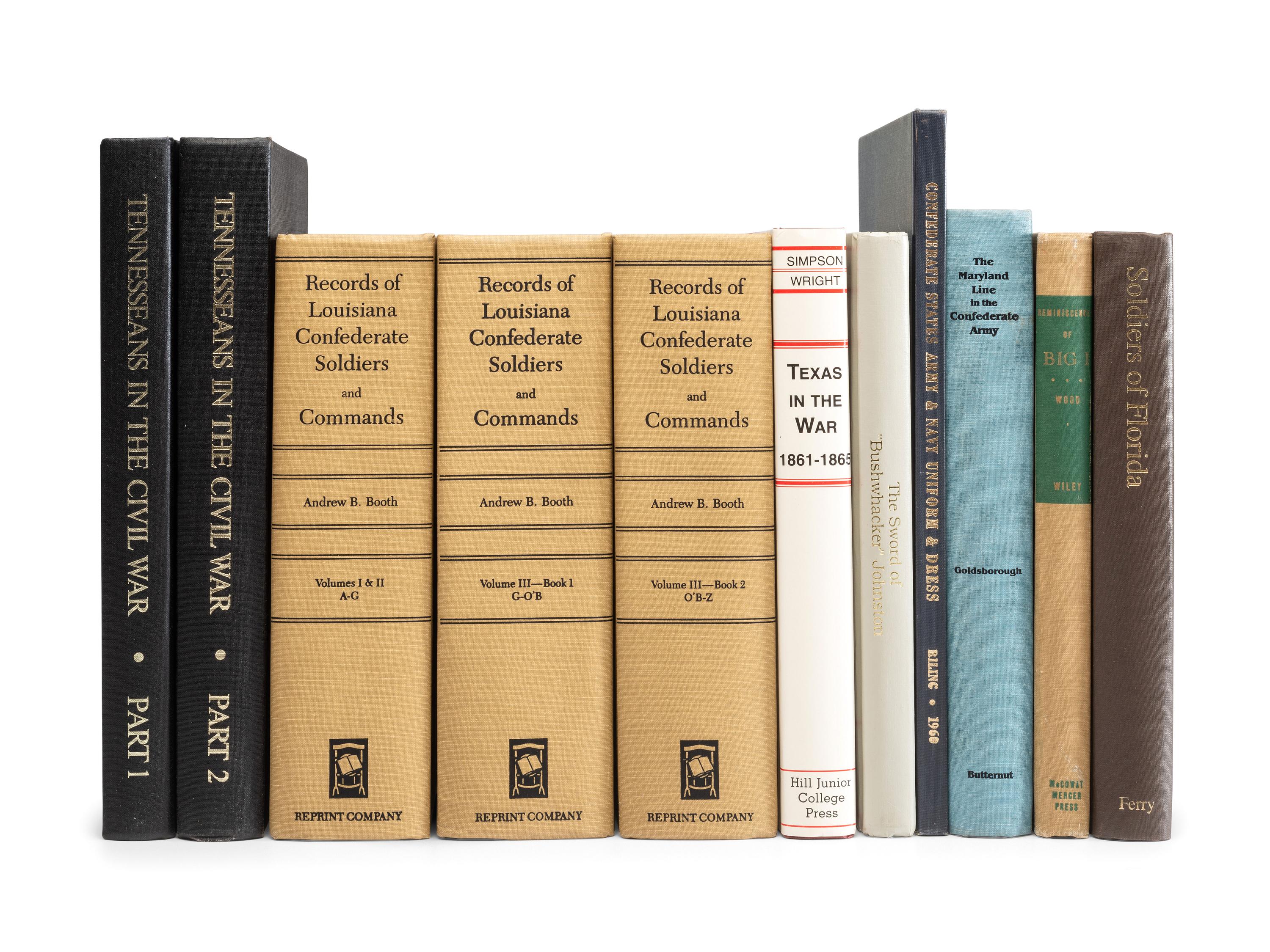 [CIVIL WAR - CONFEDERACY]. A group of reference books, including reprints of regimental rosters, comprising: