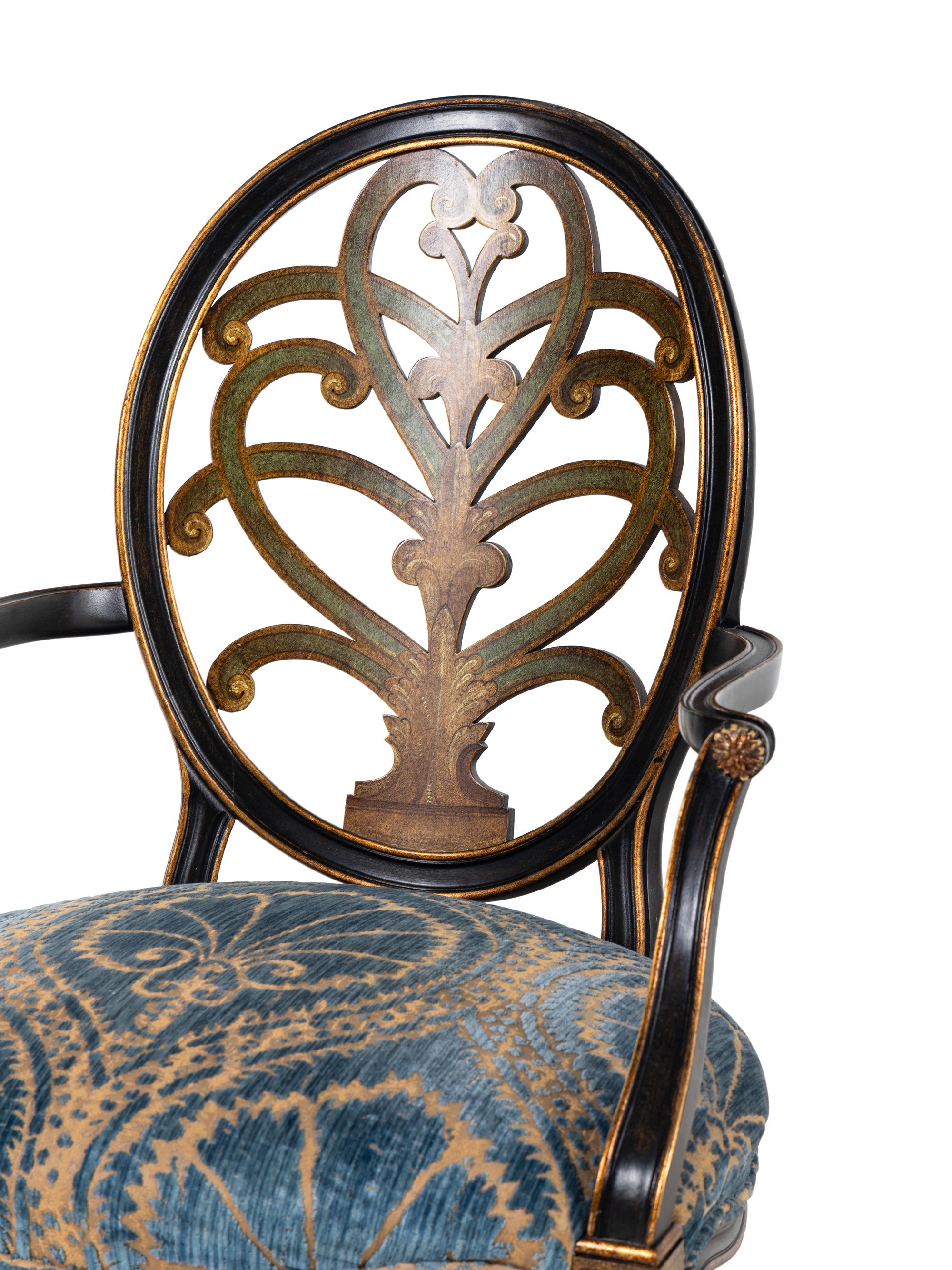 A Set of Eight Galimberti Lino Italian Painted Dining Chairs