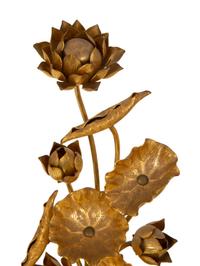 A Pair of Chinese Gilt Metal Lotus Flower Ornaments