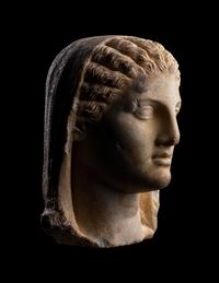 A Roman Marble Portrait Head of a Veiled Woman