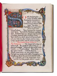 [CALLIGRAPHIC MANUSCRIPT]. SANGORSKI, Alberto, calligrapher and illuminator. -- TENNYSON, Alfred, Lord (1809-1892). Le Morte d'Arthur . [London, ca 1910].