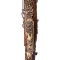 Contemporary Flintlock Jaeger with Ornately Carved and Fluted Stock