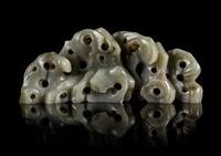 A Carved Grey Jade Brush Rest — LATE 19TH CENTURY