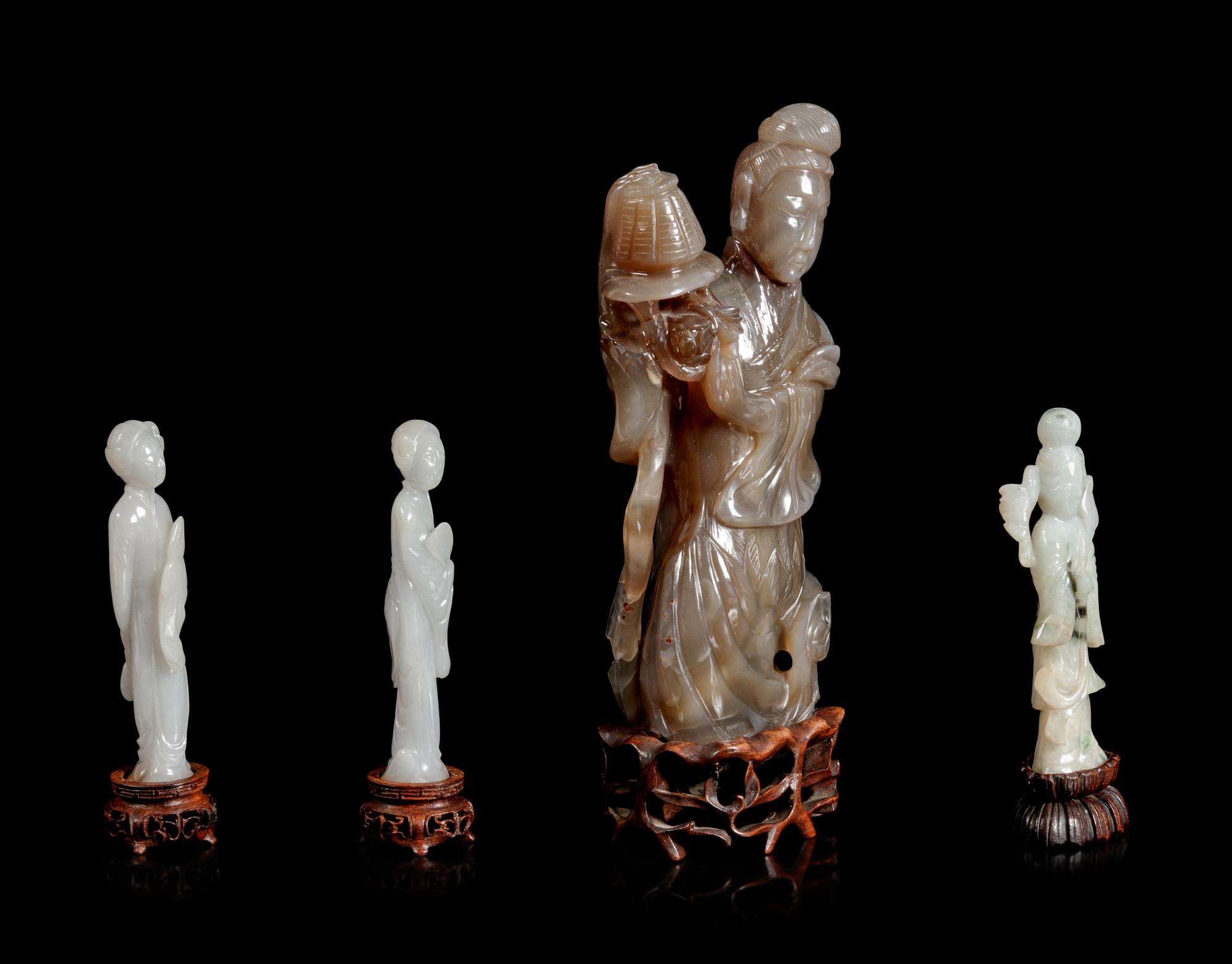 Four Chinese Hardstone Figures of Ladies