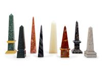 A Collection of Eight Marble and Onyx Obelisks