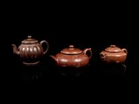 Three Chinese Yixing Zisha Pottery Teapots