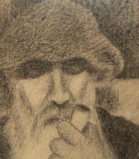 Portrait of Camille Pissarro Smoking Pipe