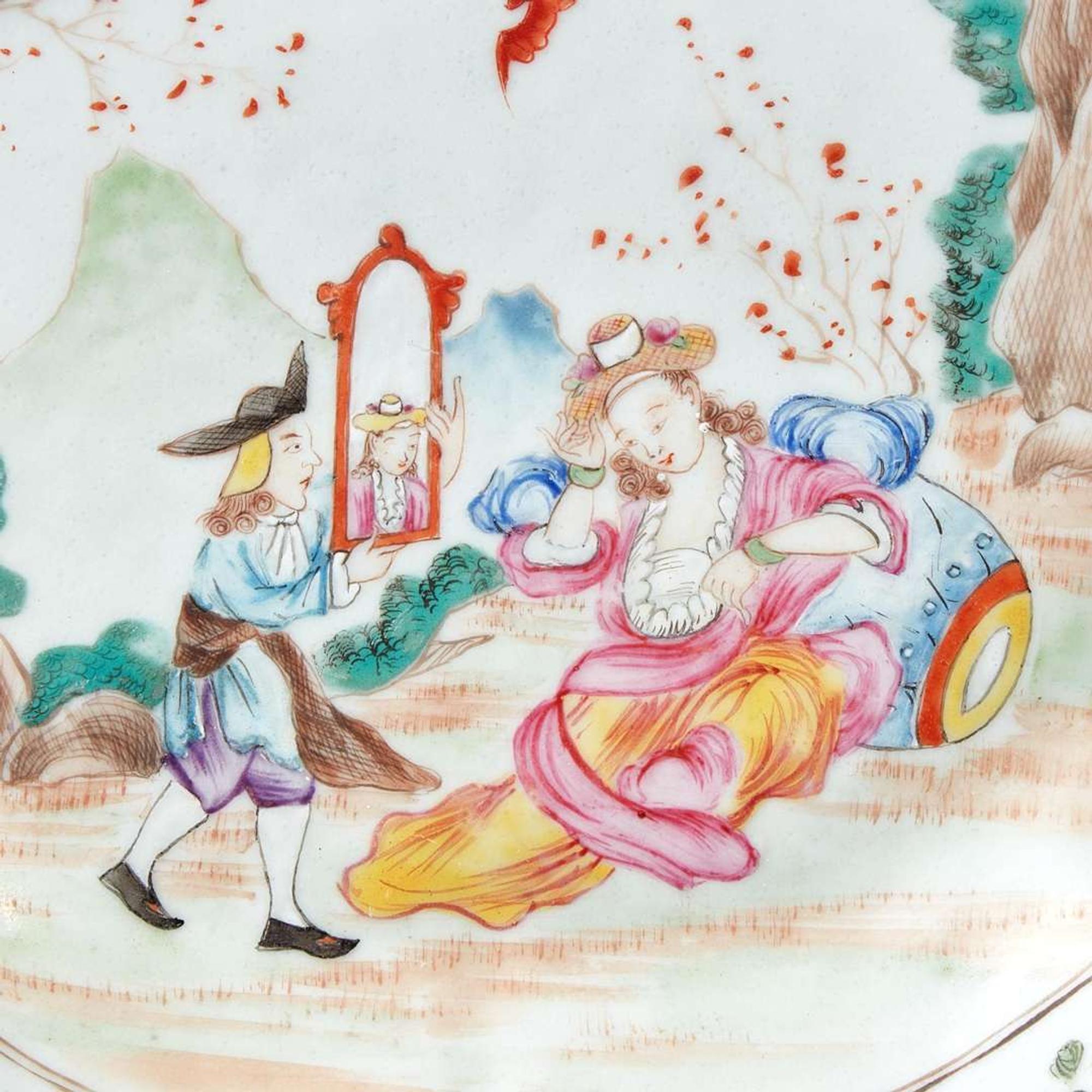 A Chinese Export Porcelain Famille Rose Shaped Platter circa 1750