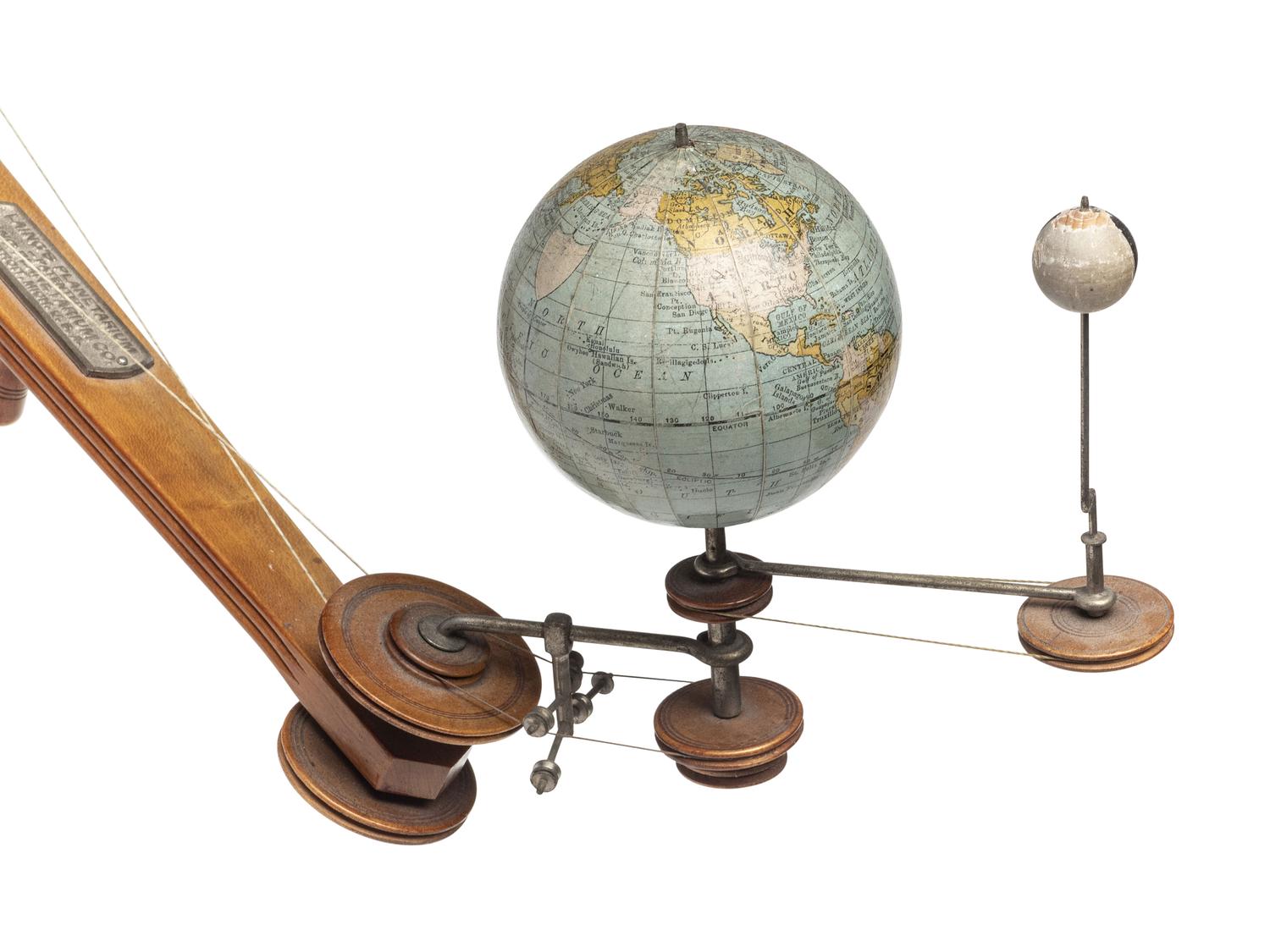 A Laing's Planetarium Orrery Model with Custom Red Painted Poplar Case