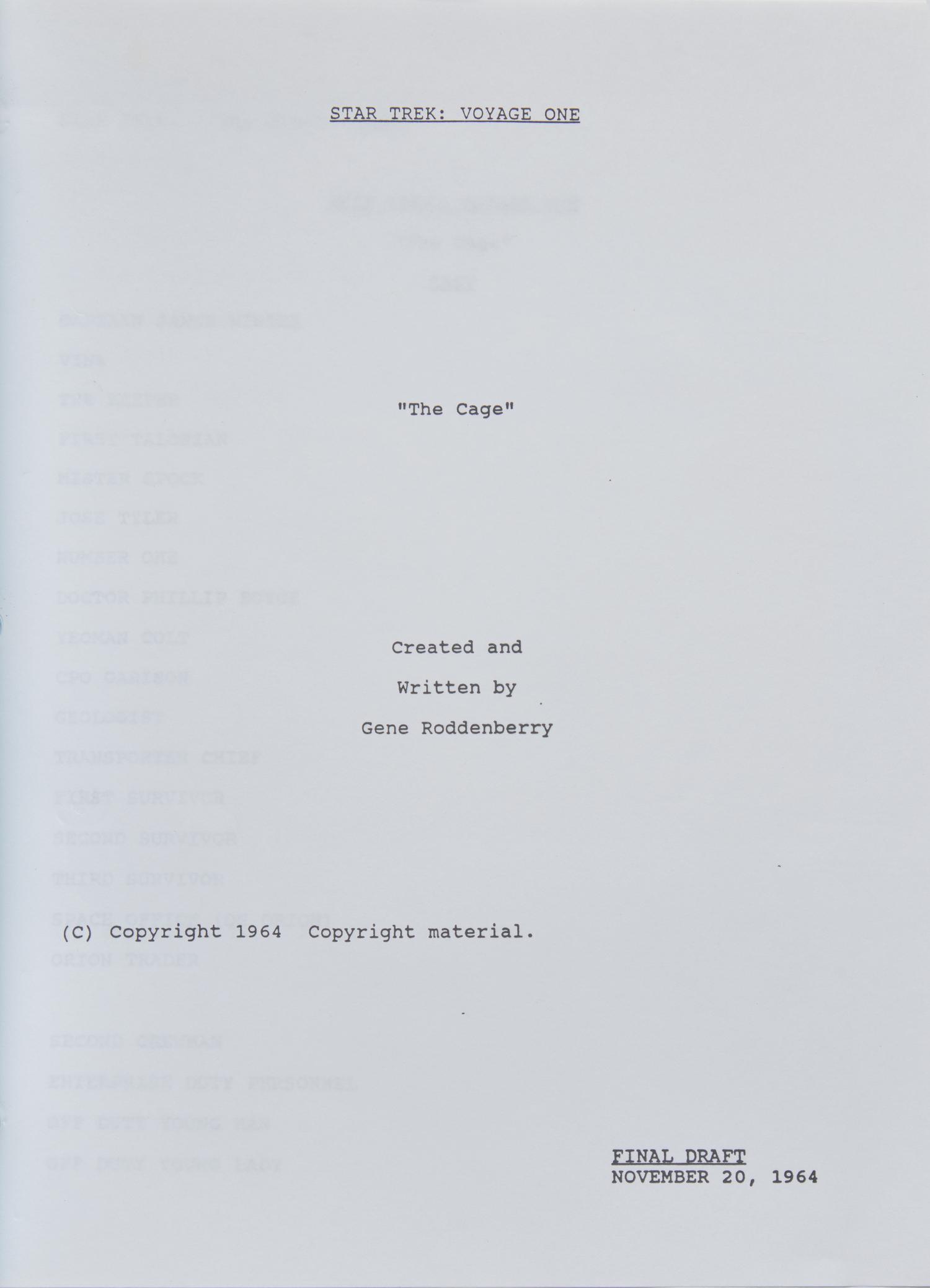[Star Trek] William Shatner-Signed Script of the Pilot Episode of Star Trek