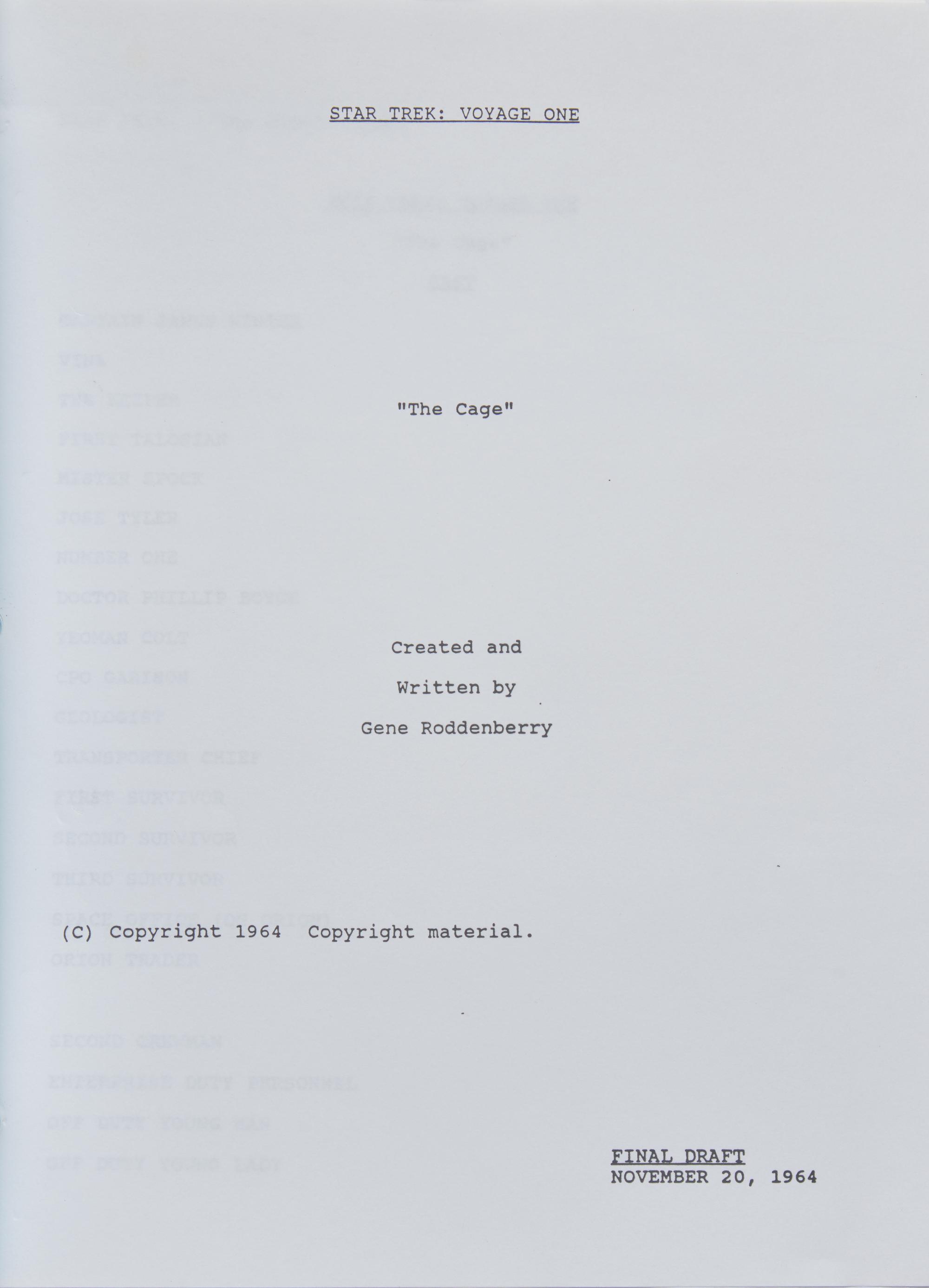 [Star Trek] William Shatner-Signed Script of the Pilot Episode of Star Trek