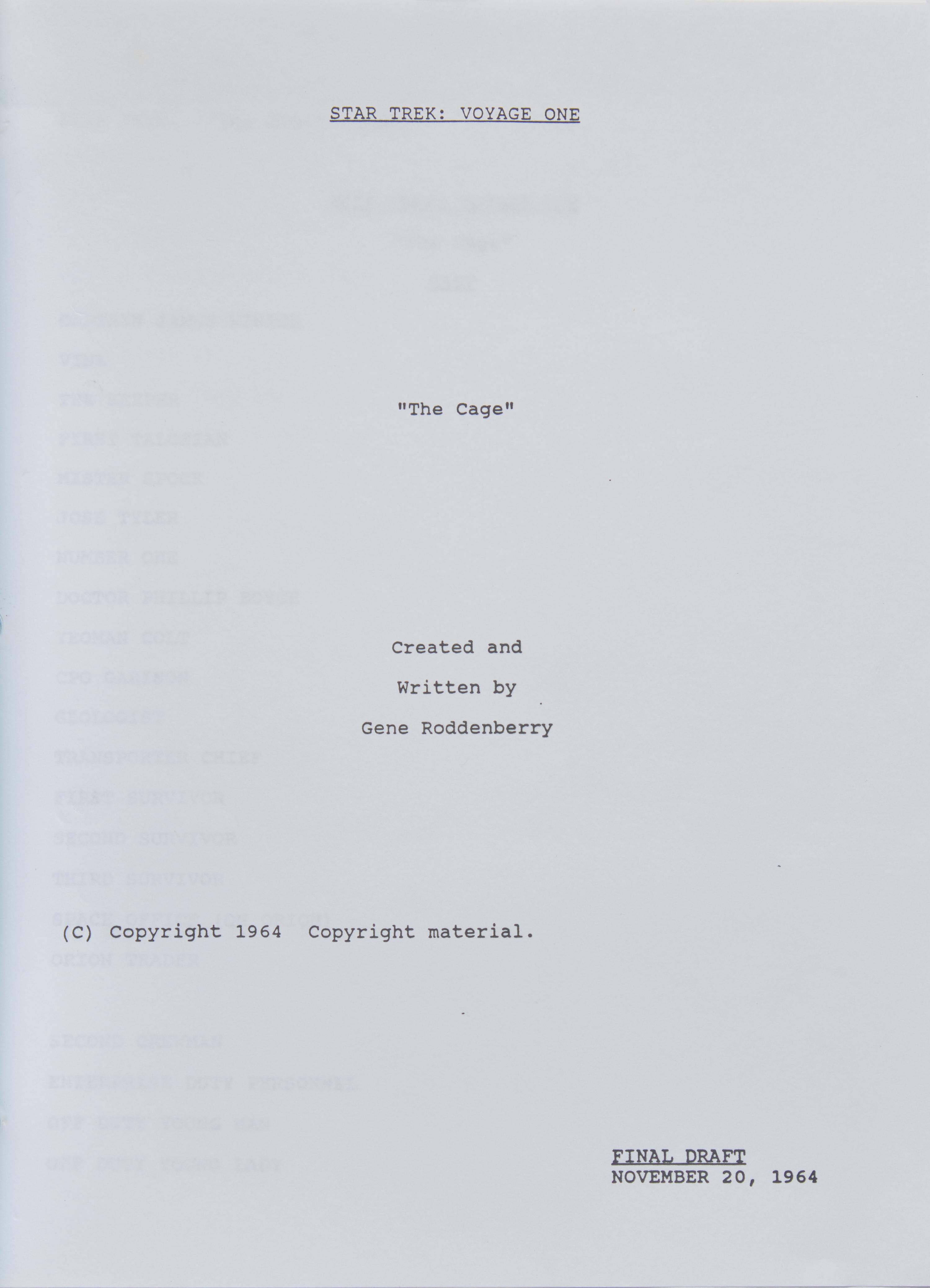 [Star Trek] William Shatner-Signed Script of the Pilot Episode of Star Trek