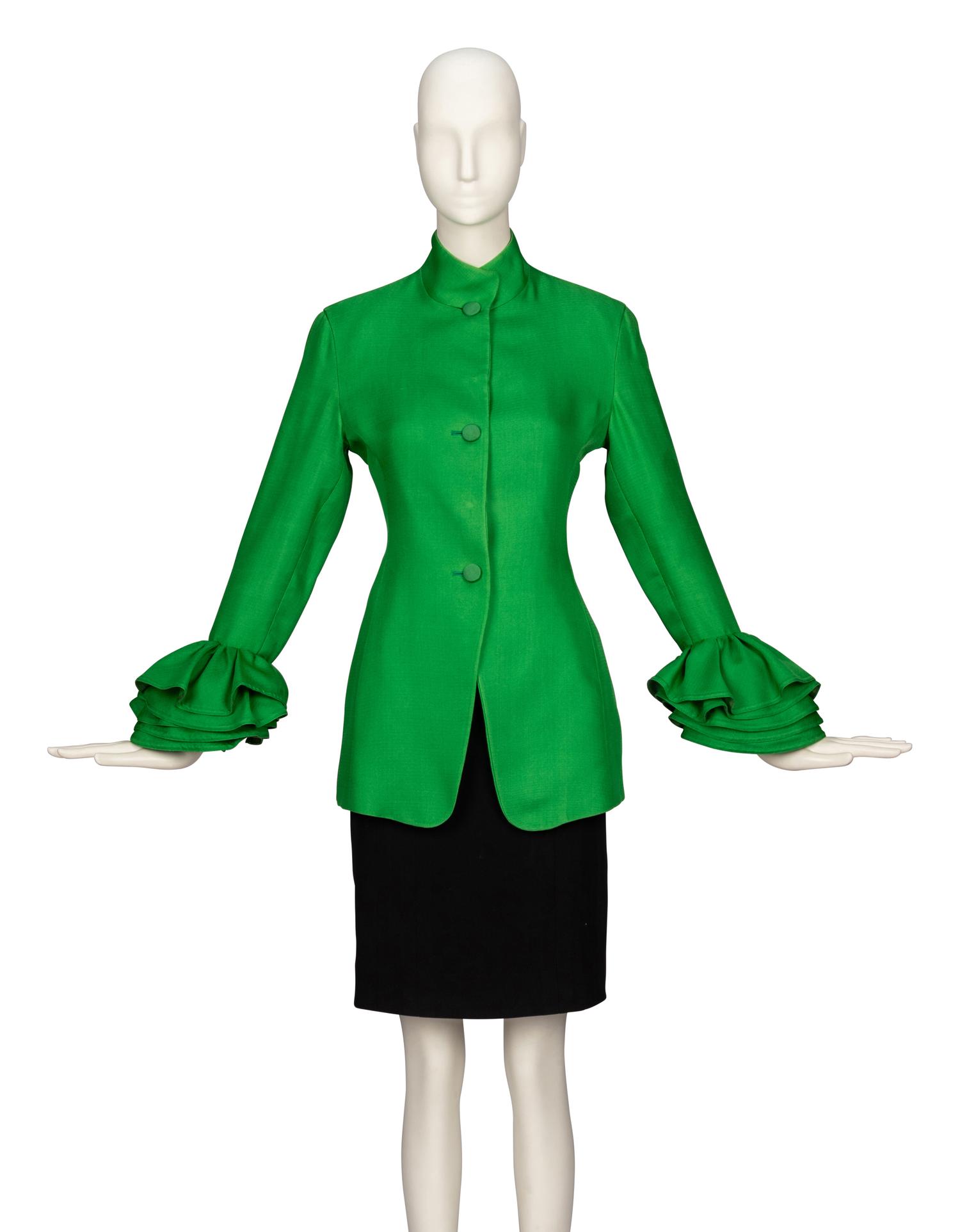 Isaac Mizrahi, Green Ruffle Cuff Jacket