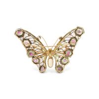 EVELYN CLOTHIER, PLIQUE-À-JOUR ENAMEL, MULTIGEM AND DIAMOND BUTTERFLY BROOCH