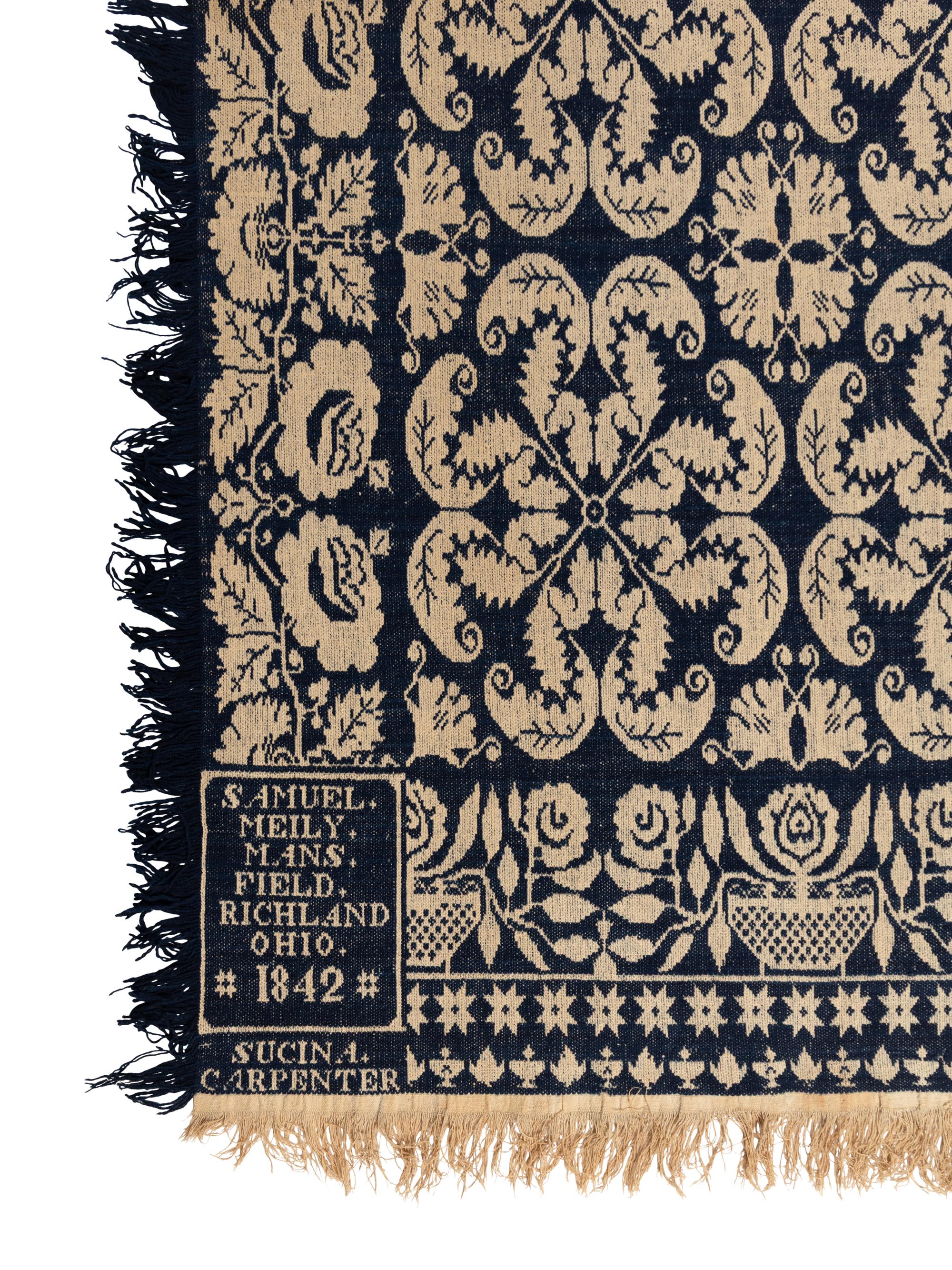 Two Cotton and Wool Jacquard Coverlets