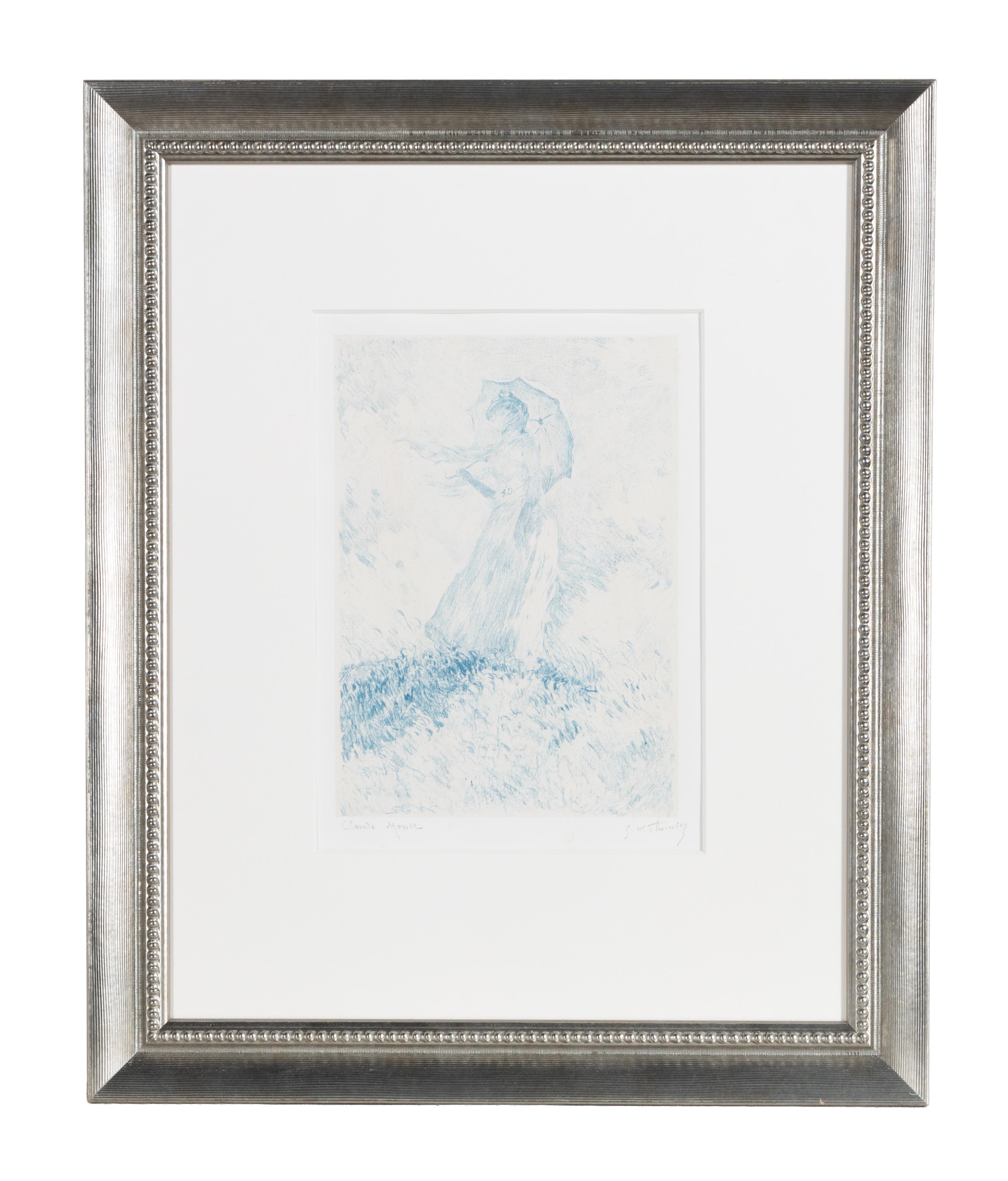 After Claude Monet, by Georges William Thornley (French, 1840-1926) — Figure en Plein-Air: Femme à l'Ombrelle tournée vers la droite (from L'Album de 20 lithographies d'apres les tableaux de Claude Monet ) , ca. 1890