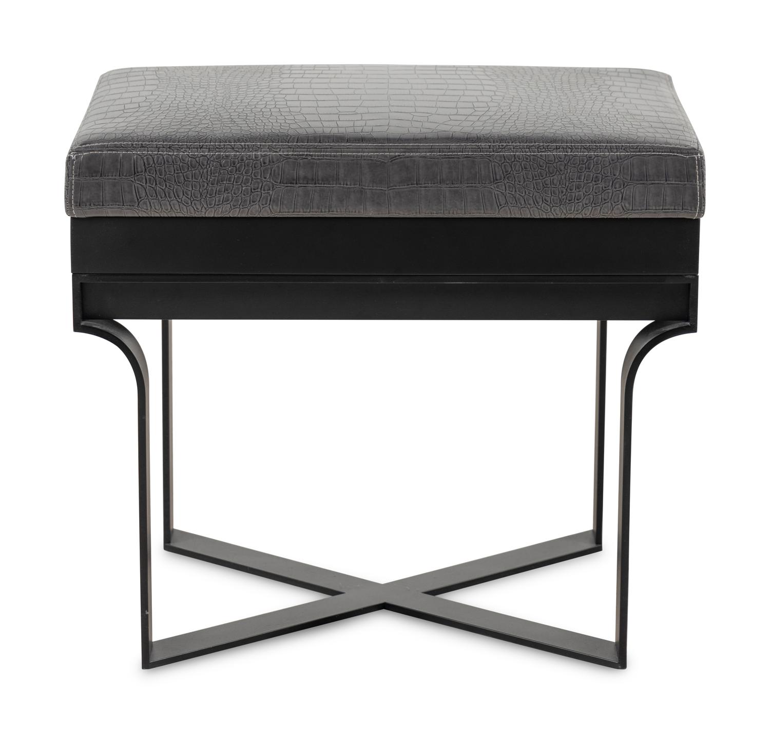 A Christian Liagre Leather Upholstered Stool