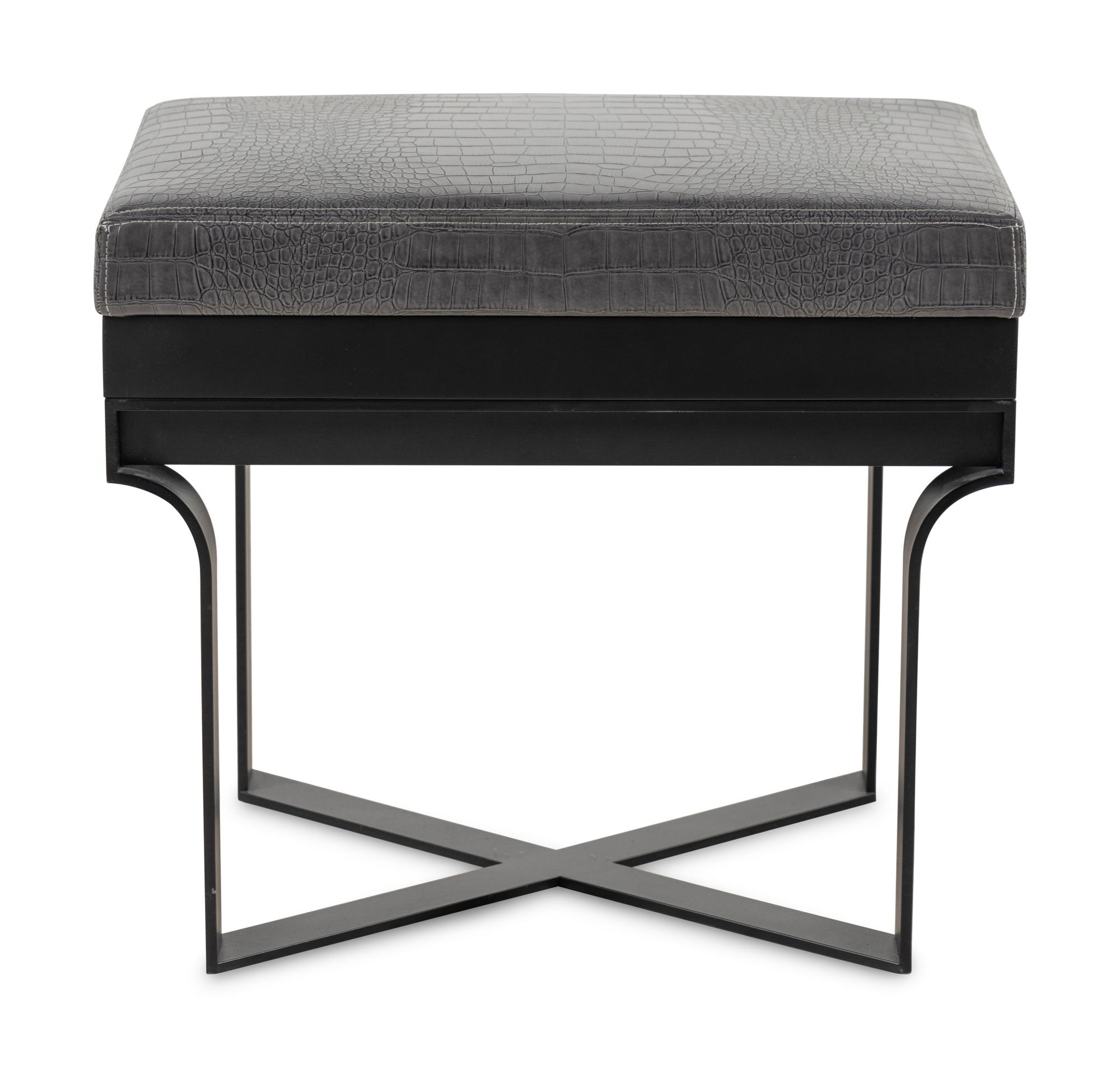 A Christian Liagre Leather Upholstered Stool