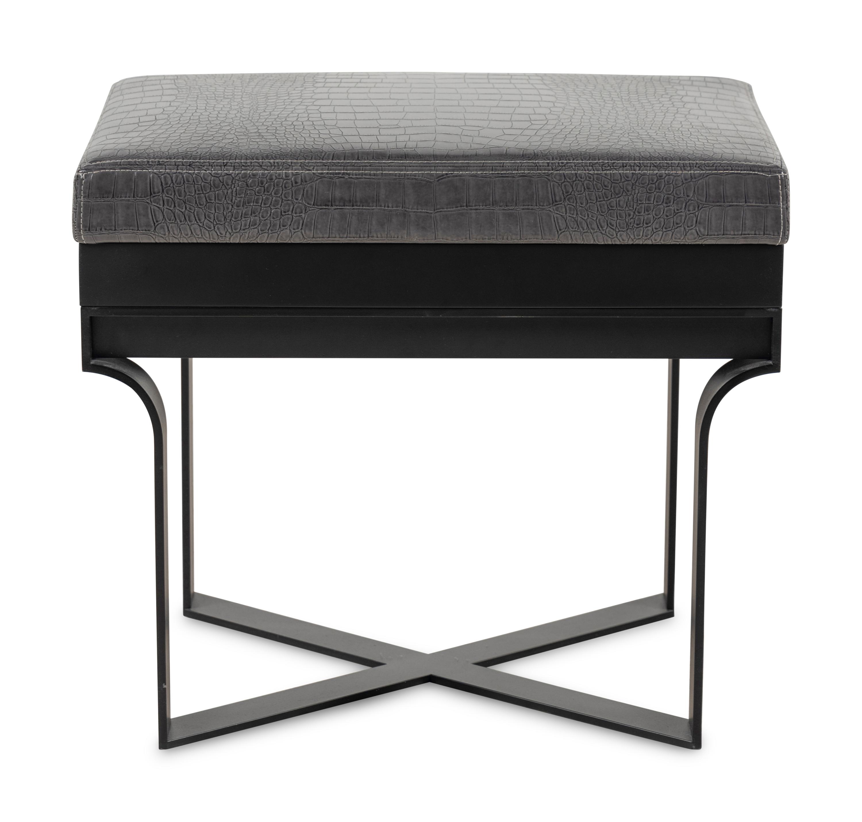 A Christian Liagre Leather Upholstered Stool