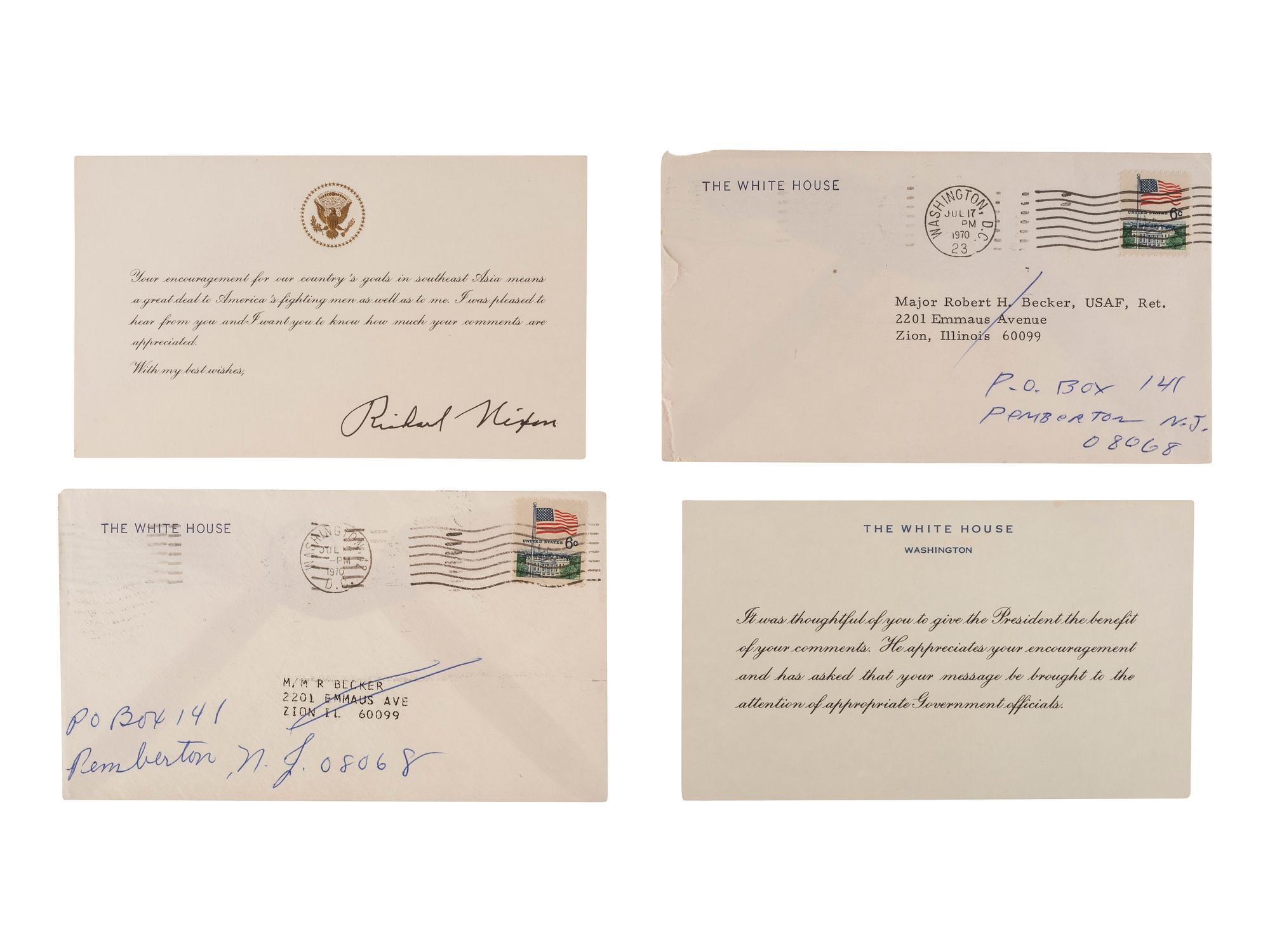 [POLITICS]. Political correspondence archive relating to important 1960s and 1970s issues and addressed to Major Robert H. Becker (1924-2014), USAF Retired.