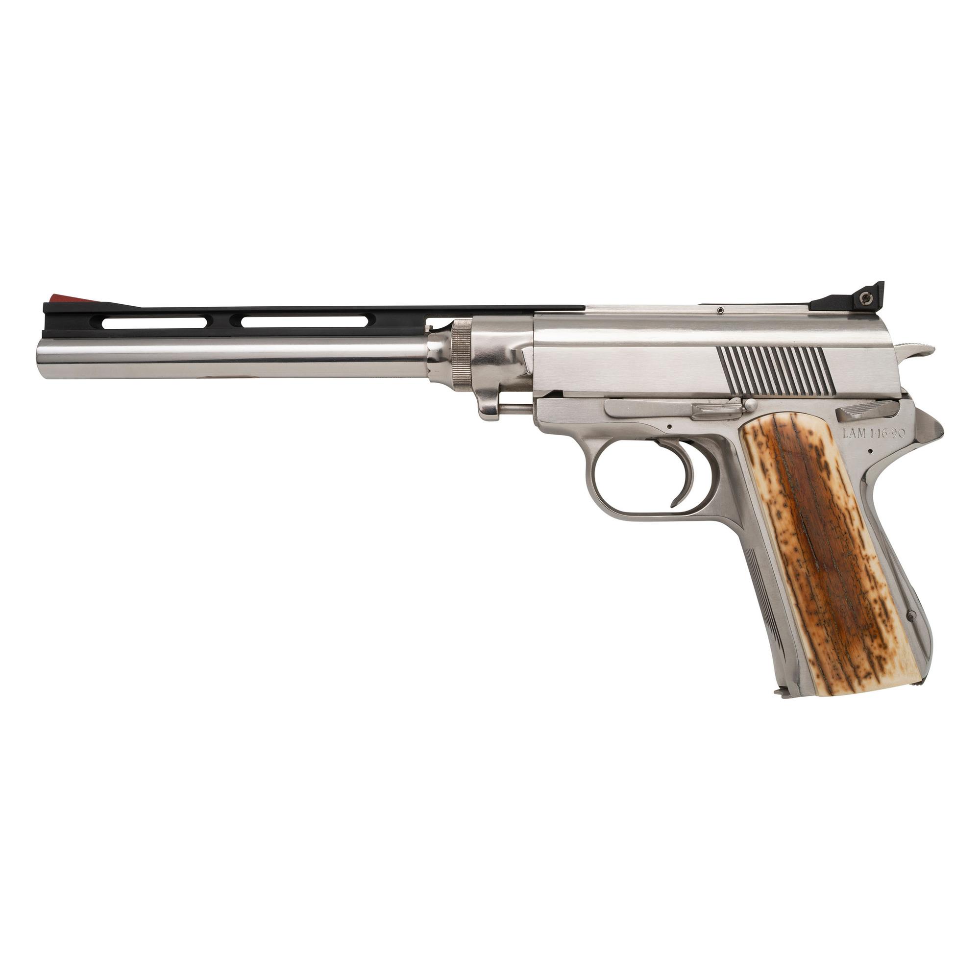*Wildey Survivor Pistol Presented to Linda Moore with Archive