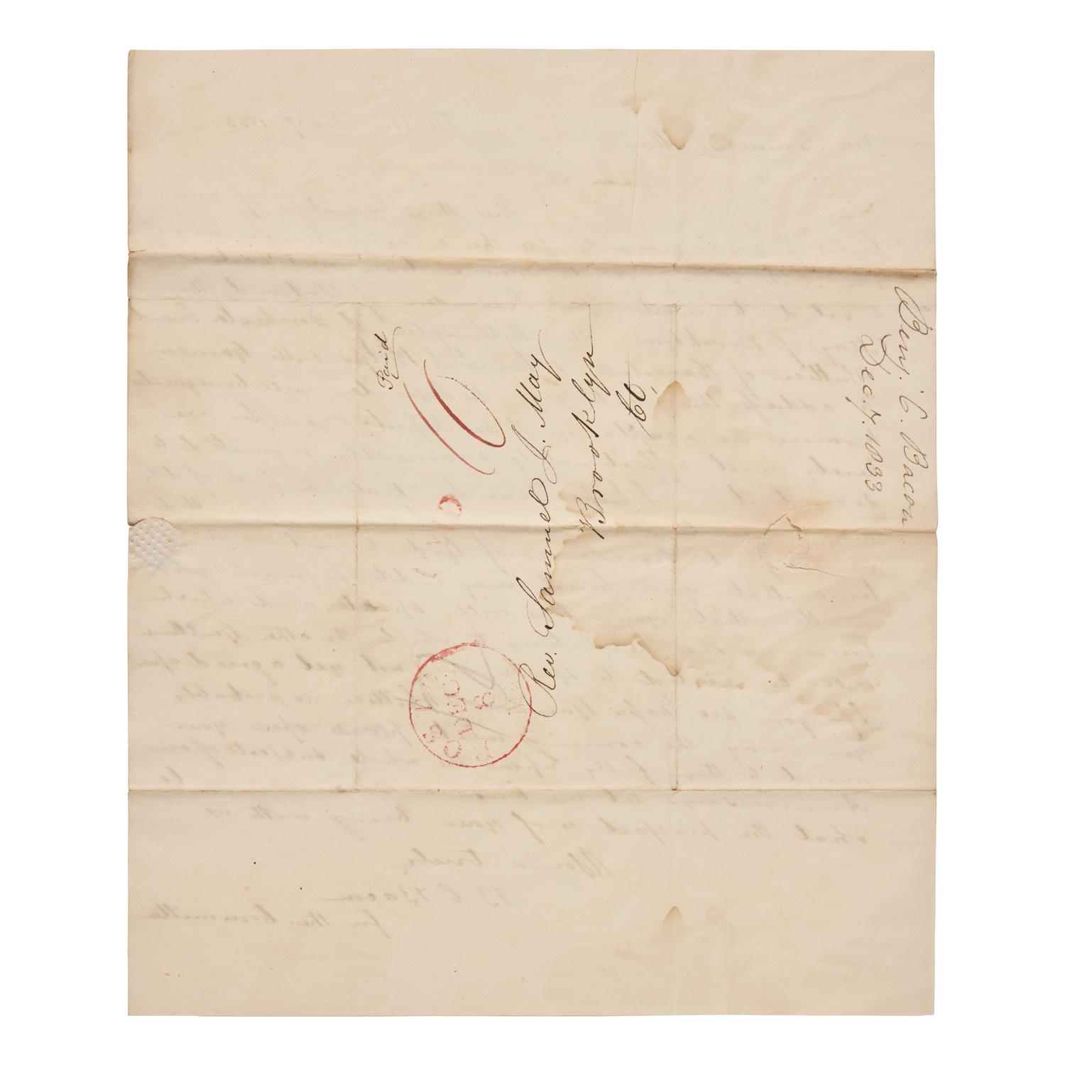 [African-Americana] Bacon, Benjamin C. Autograph Letter, signed on Printed Circular "To the friends of the colored race in the U. States."