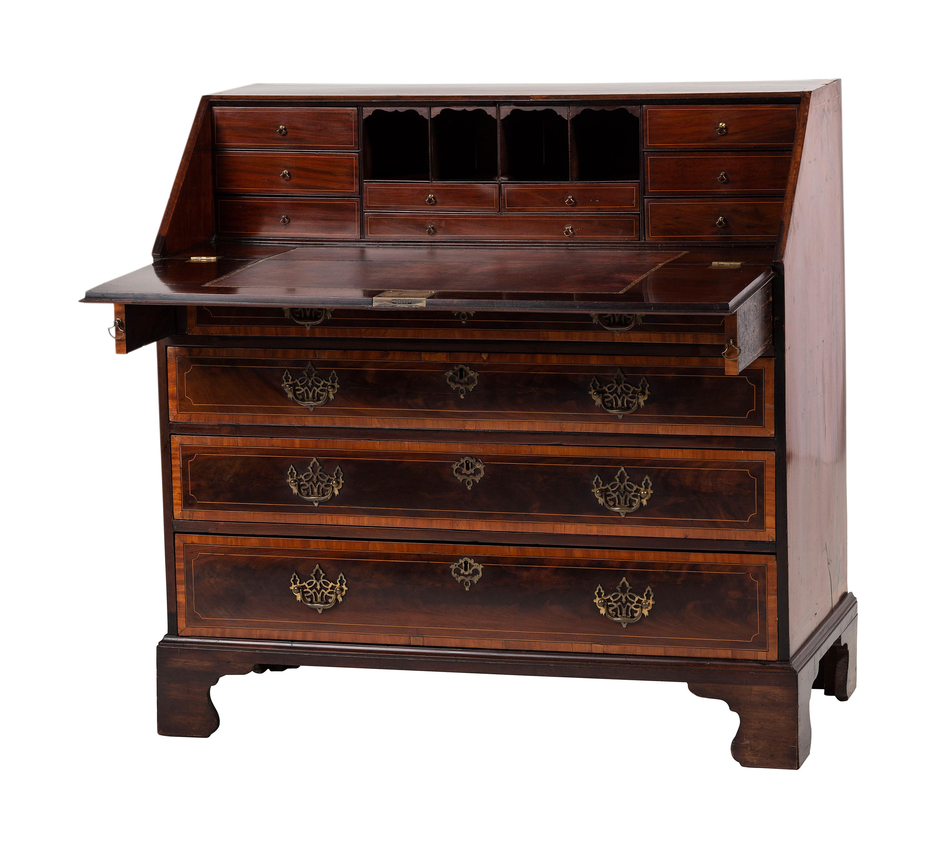 A George III Style Mahogany Urn Inlaid Slant Front Desk